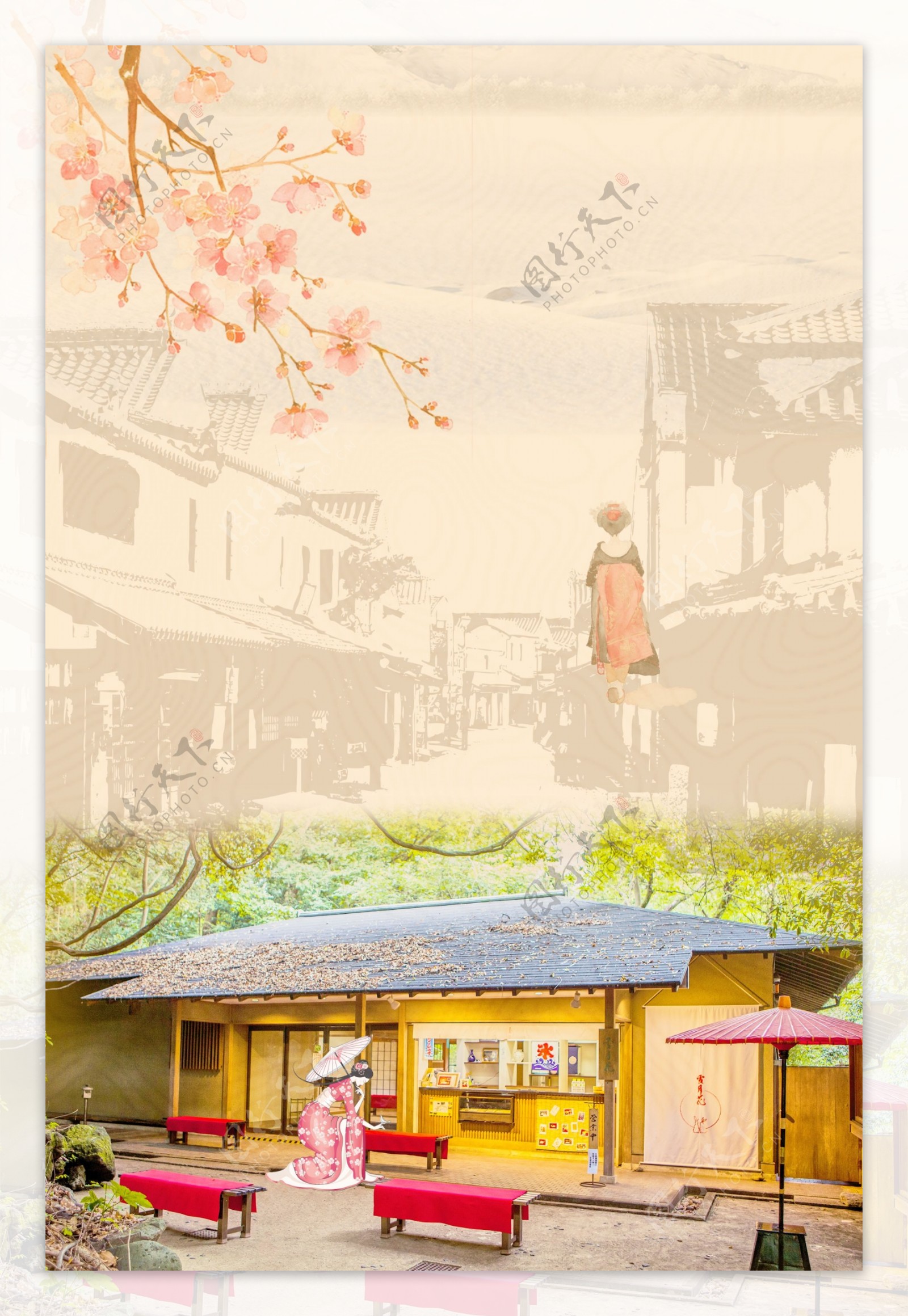 创意日本旅游海报背景设计