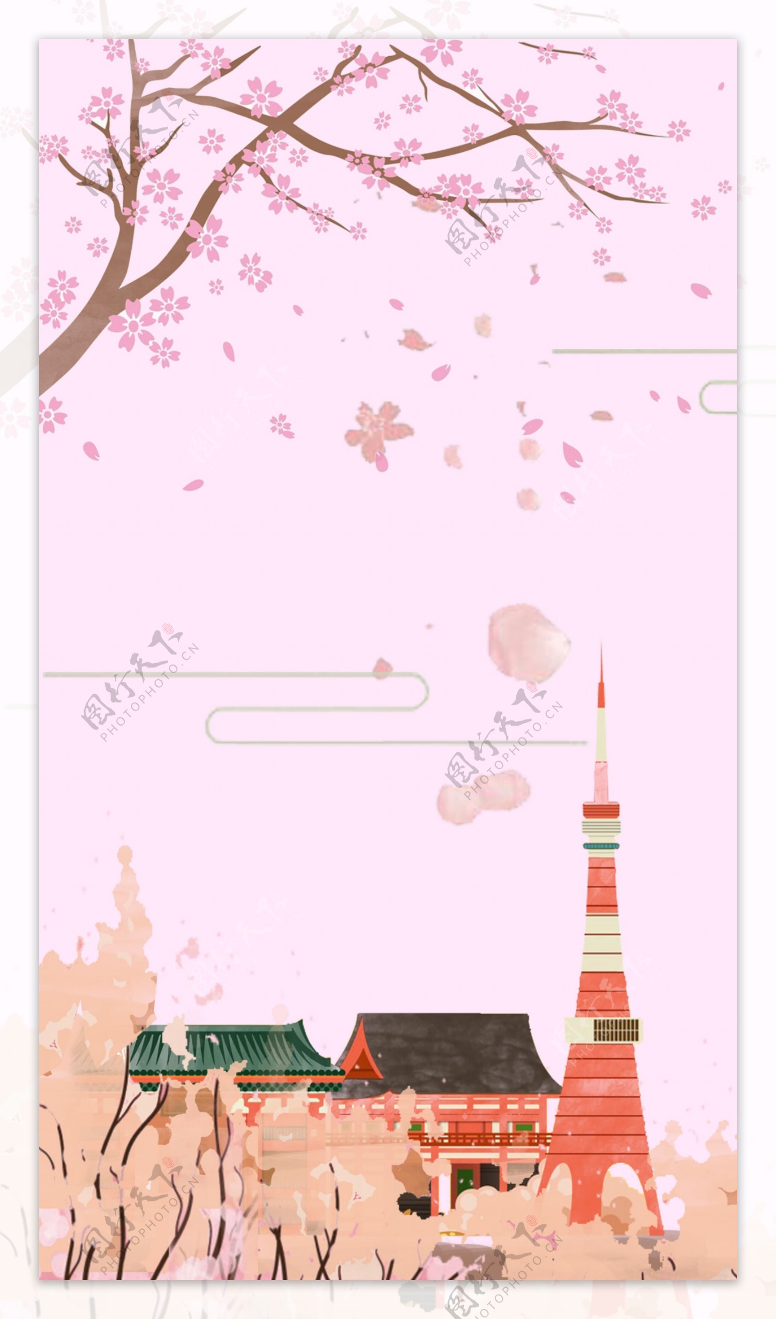 精美日本樱花节海报背景设计