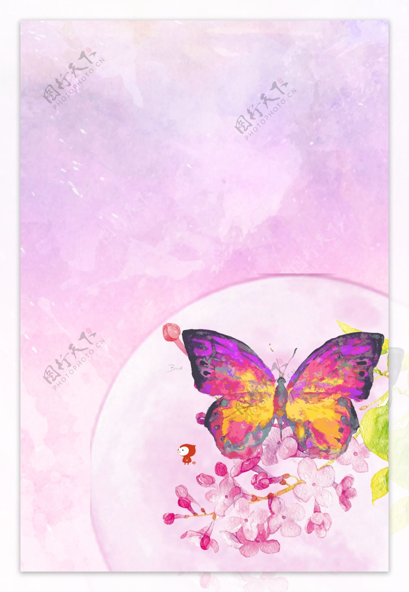 紫色蝴蝶花朵海报设计