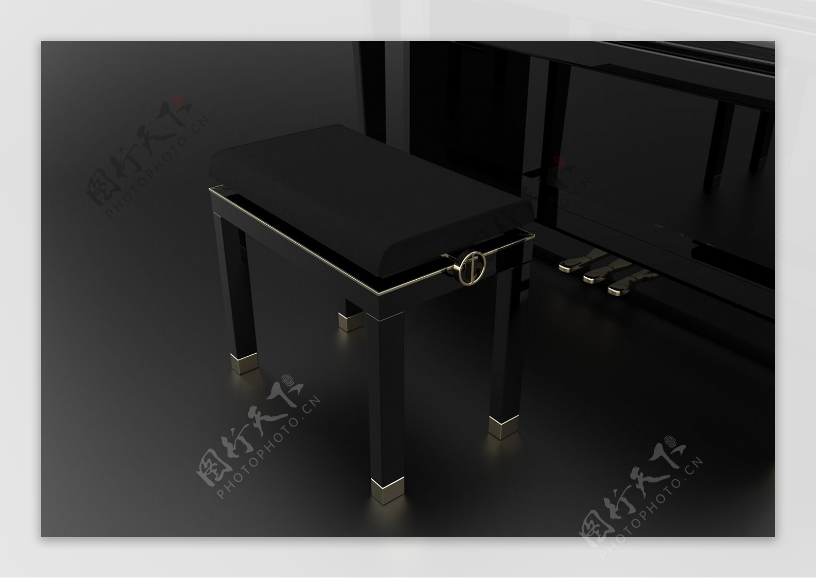 黑色钢琴凳设计