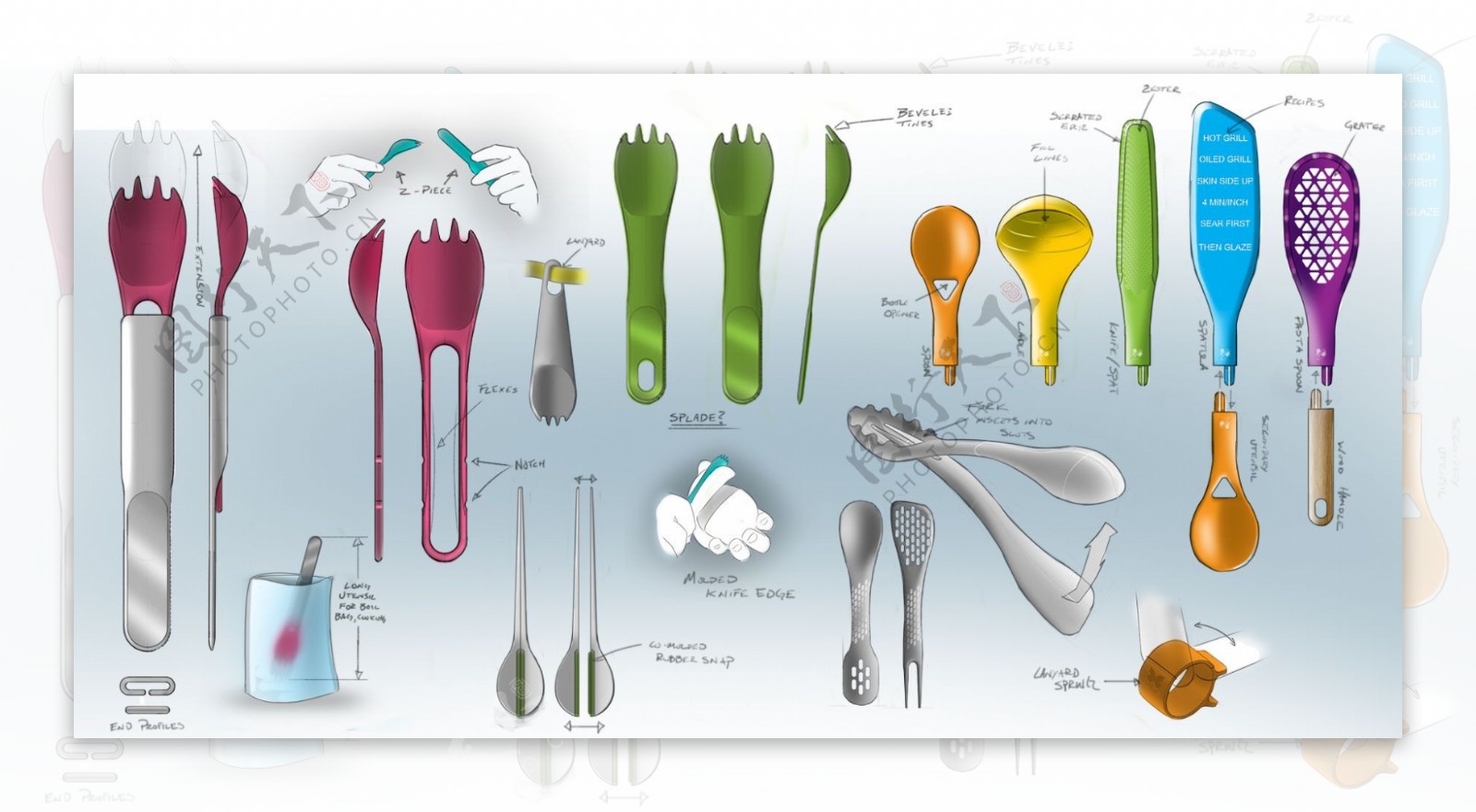 创意刀叉子勺子夹子绘图jpg