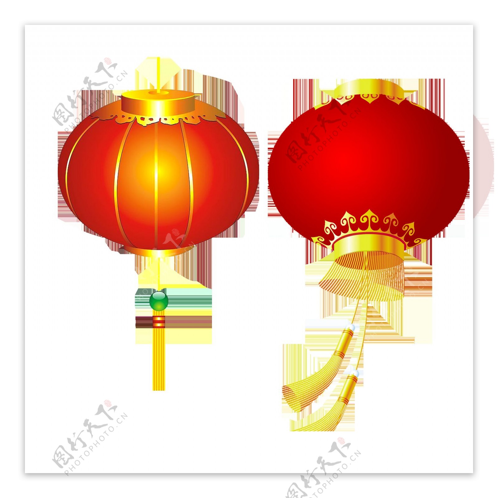 两款中国风大红灯笼元素