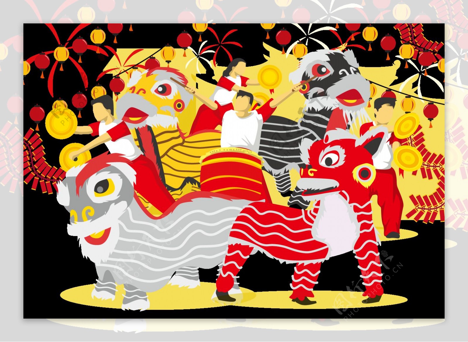 中国风卡通舞狮素材