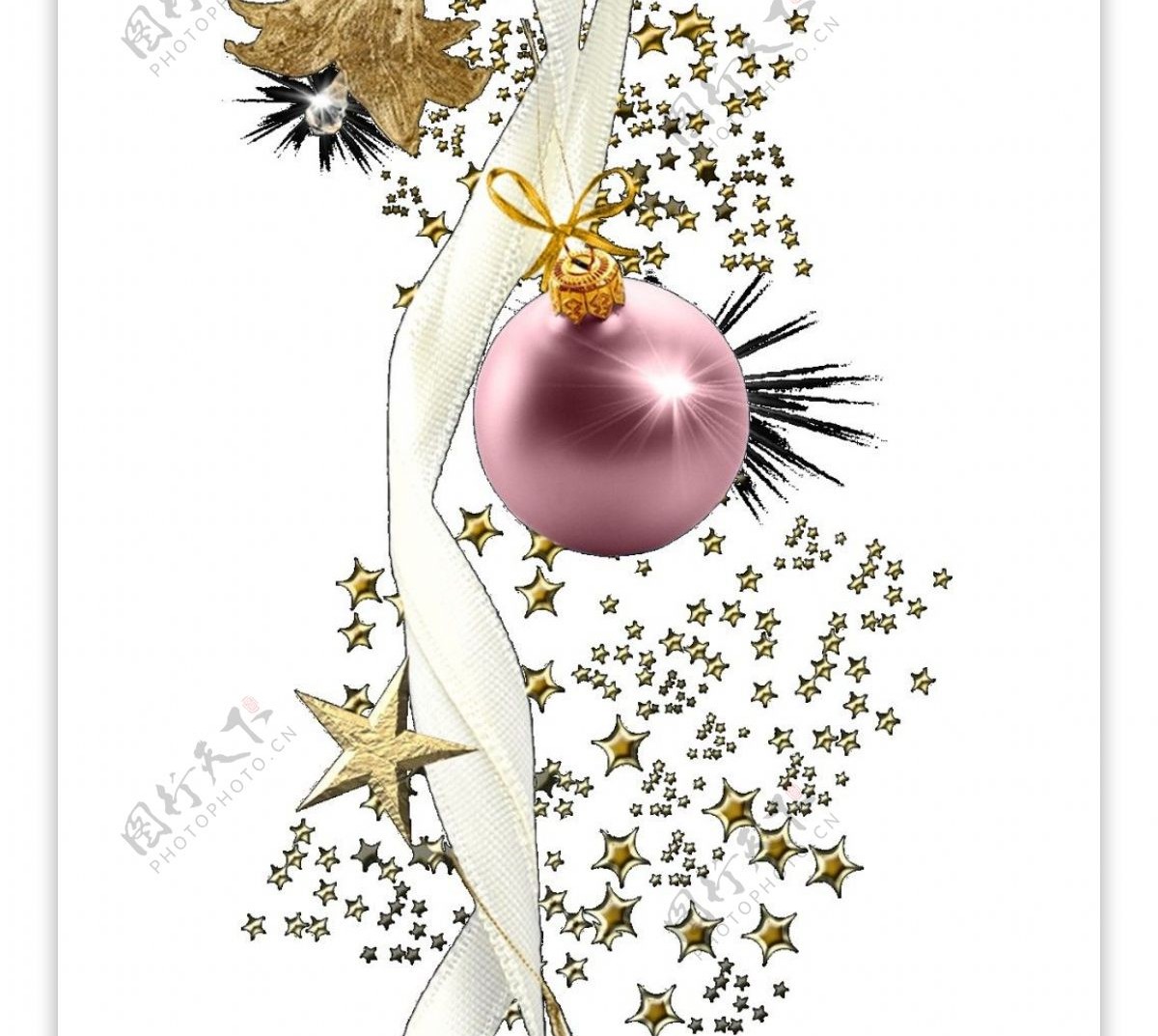 精美圣诞彩球飘带装饰元素