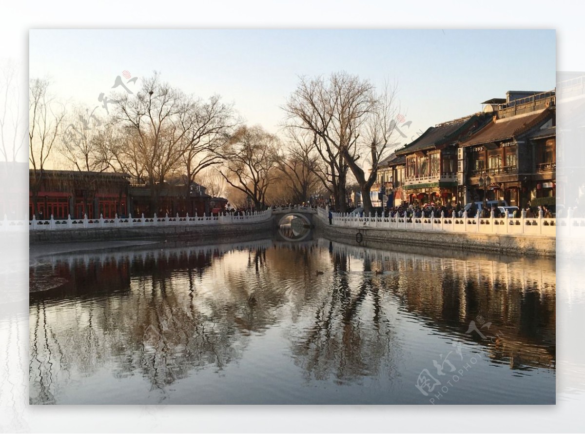 北京后海冬天黄昏