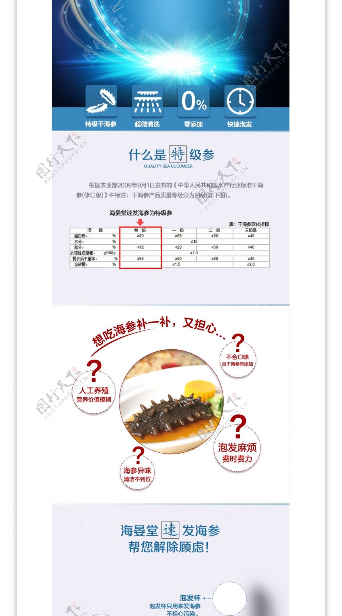 中国风简约海参补品促销详情页模板