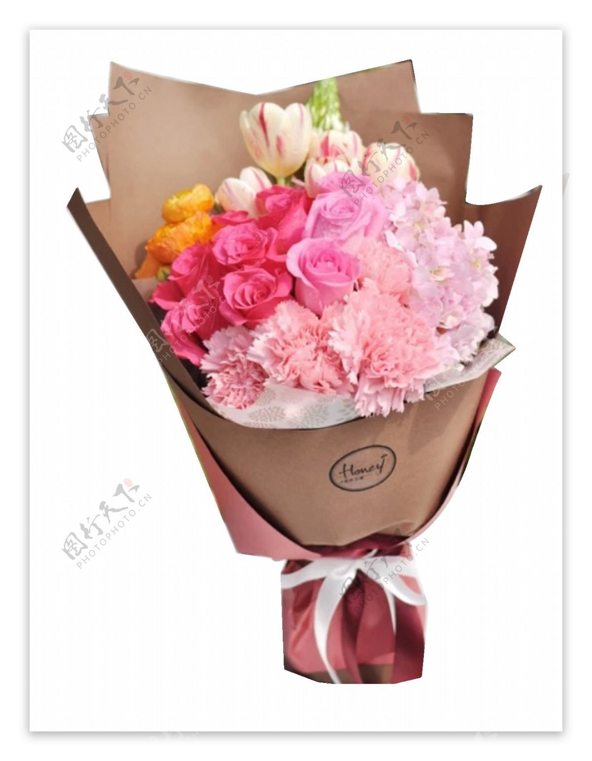 清新美丽粉色花朵花束实物元素