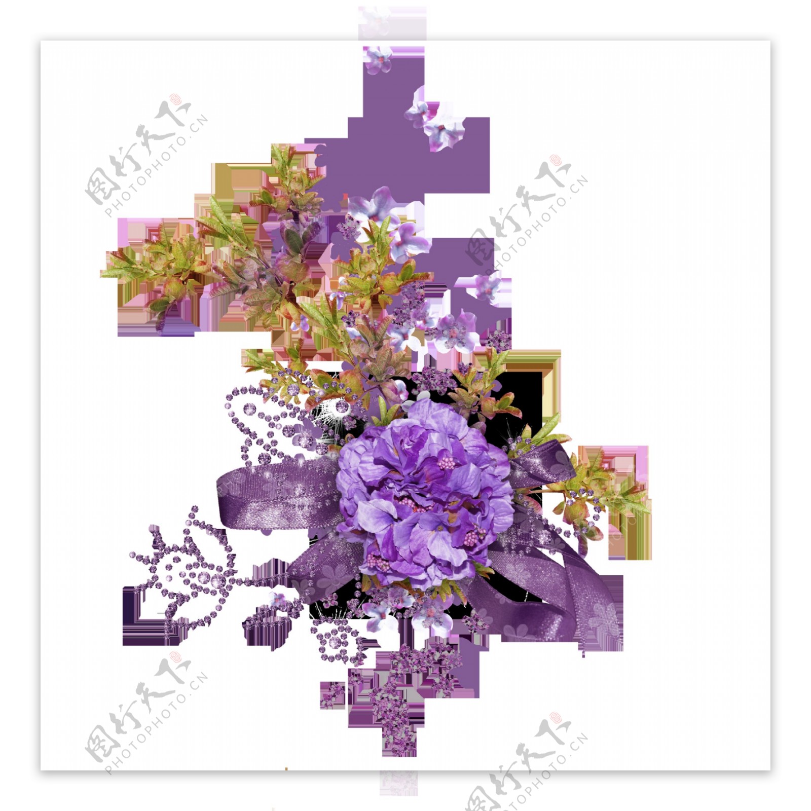一束高雅的紫色花束透明素材