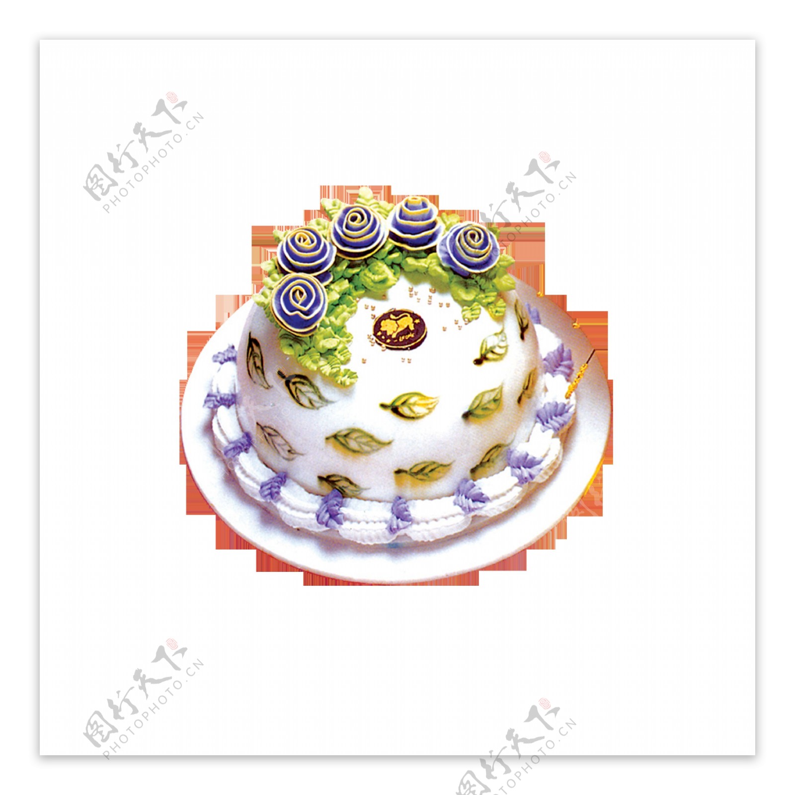 紫色树叶花朵蛋糕素材
