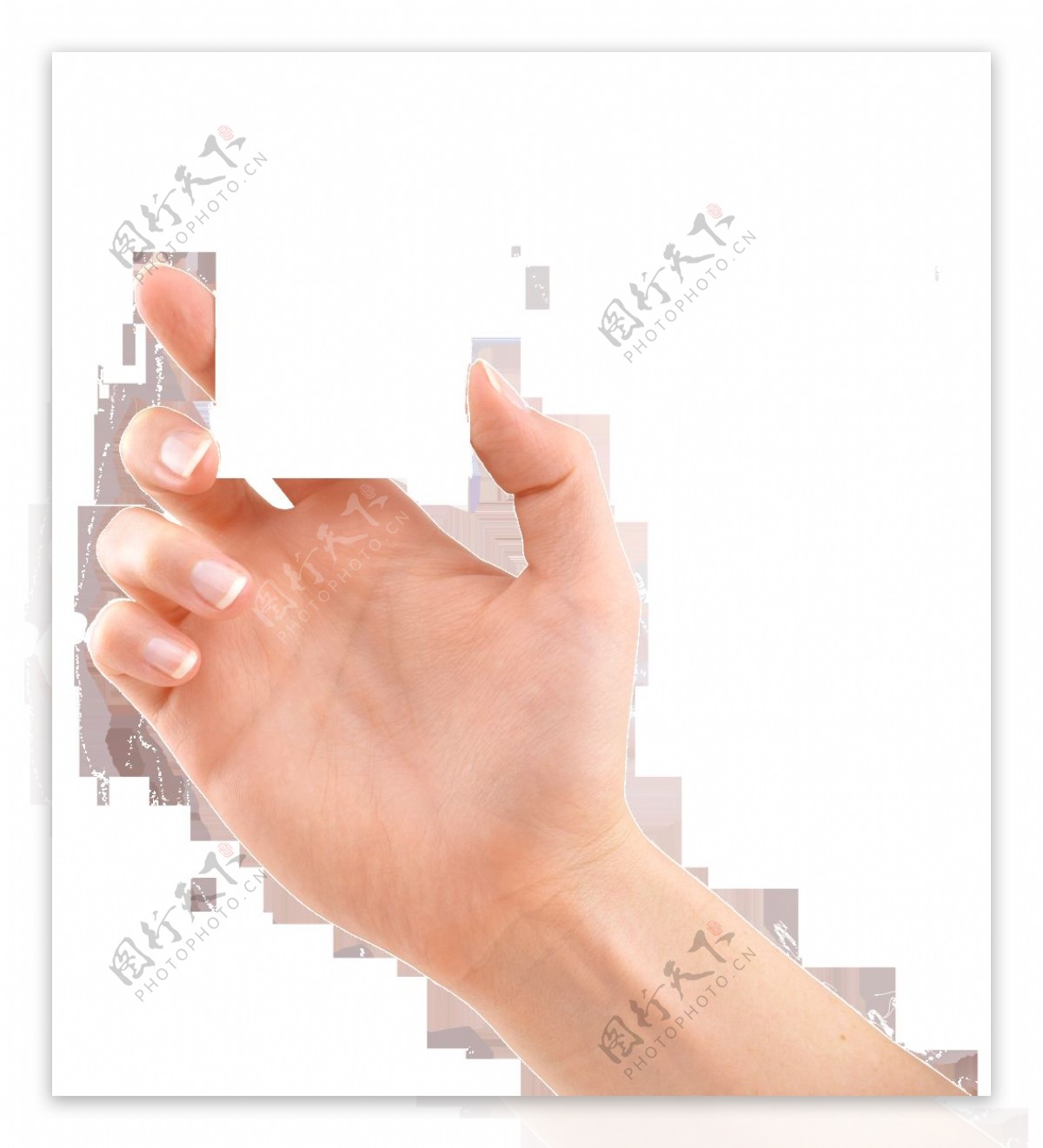 拿着白色方块的一只手透明装饰图片