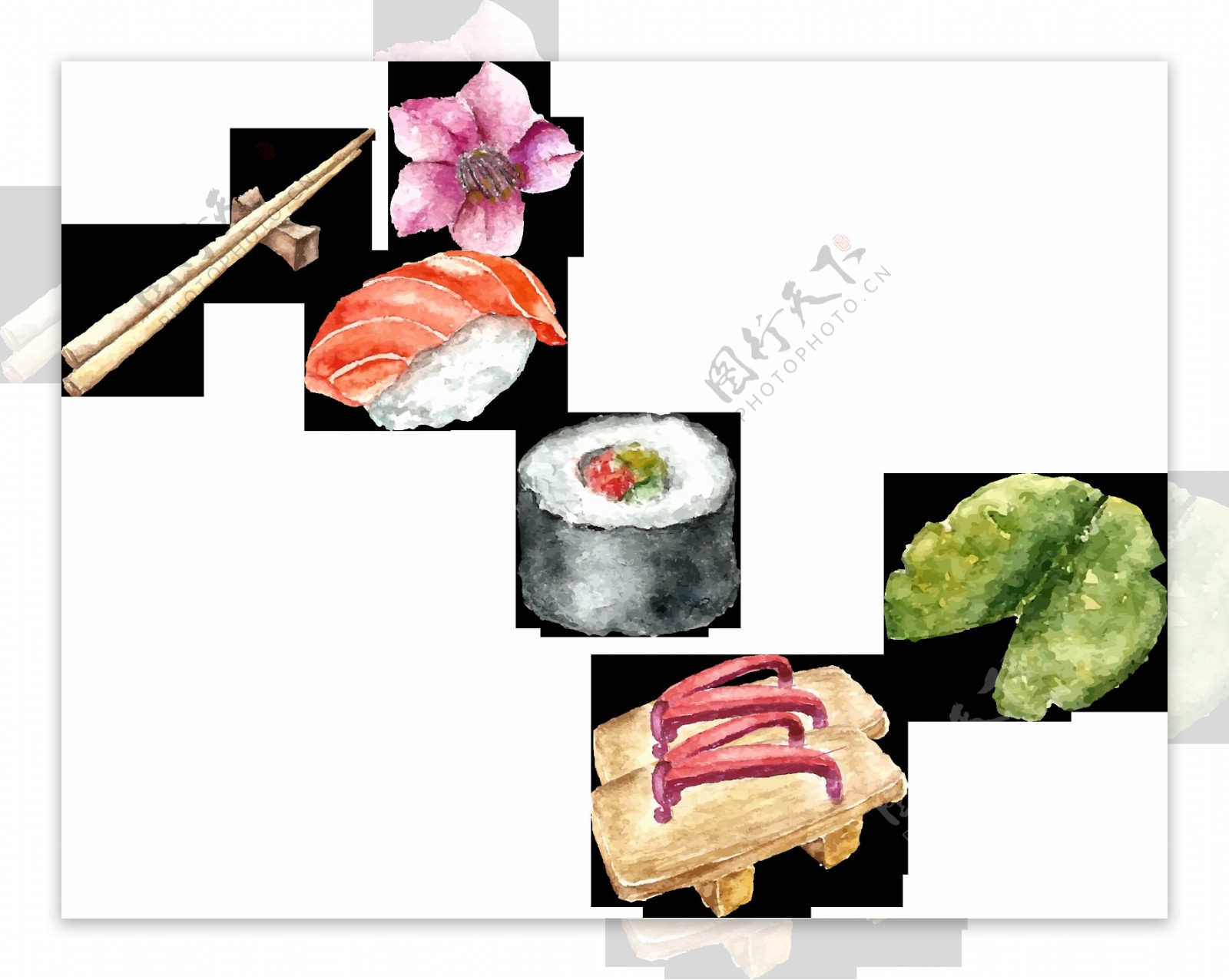 清新简约寿司日式料理美食装饰元素