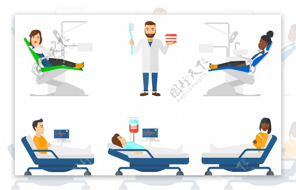 医生护士医疗行业矢量设计场景
