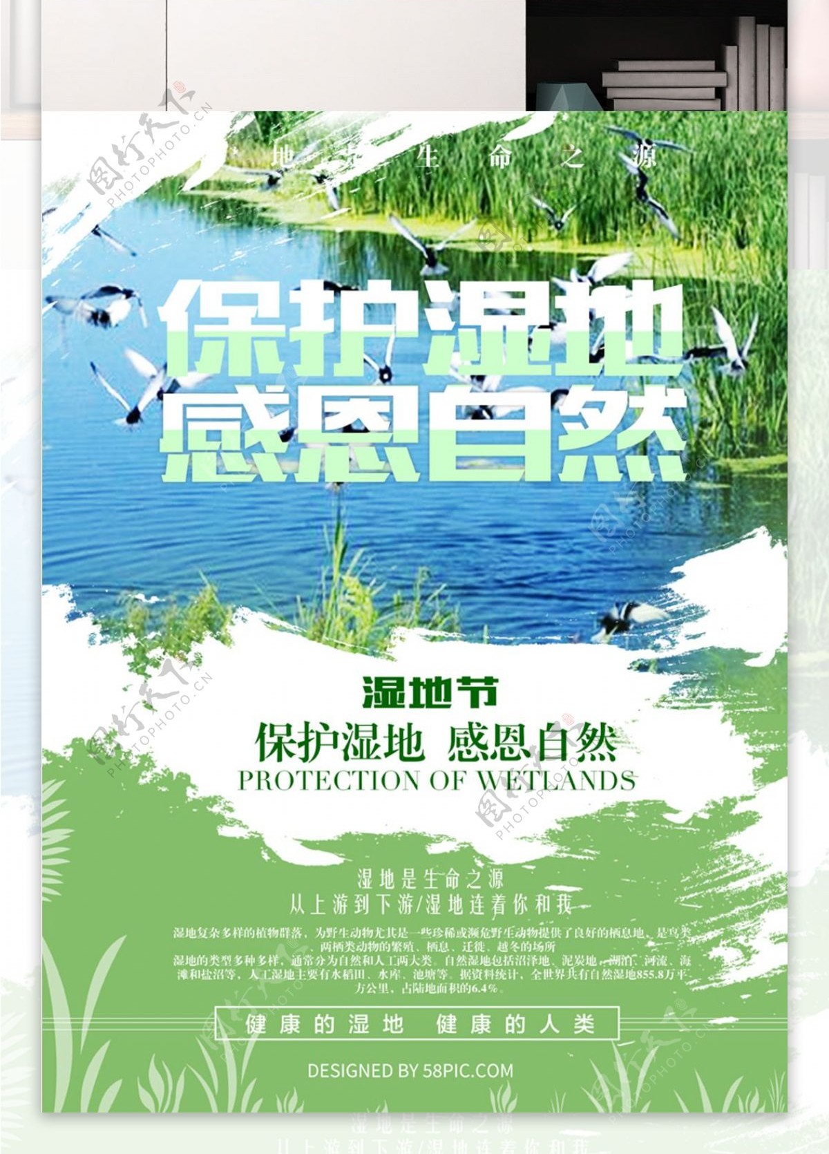 绿色保护湿地海报