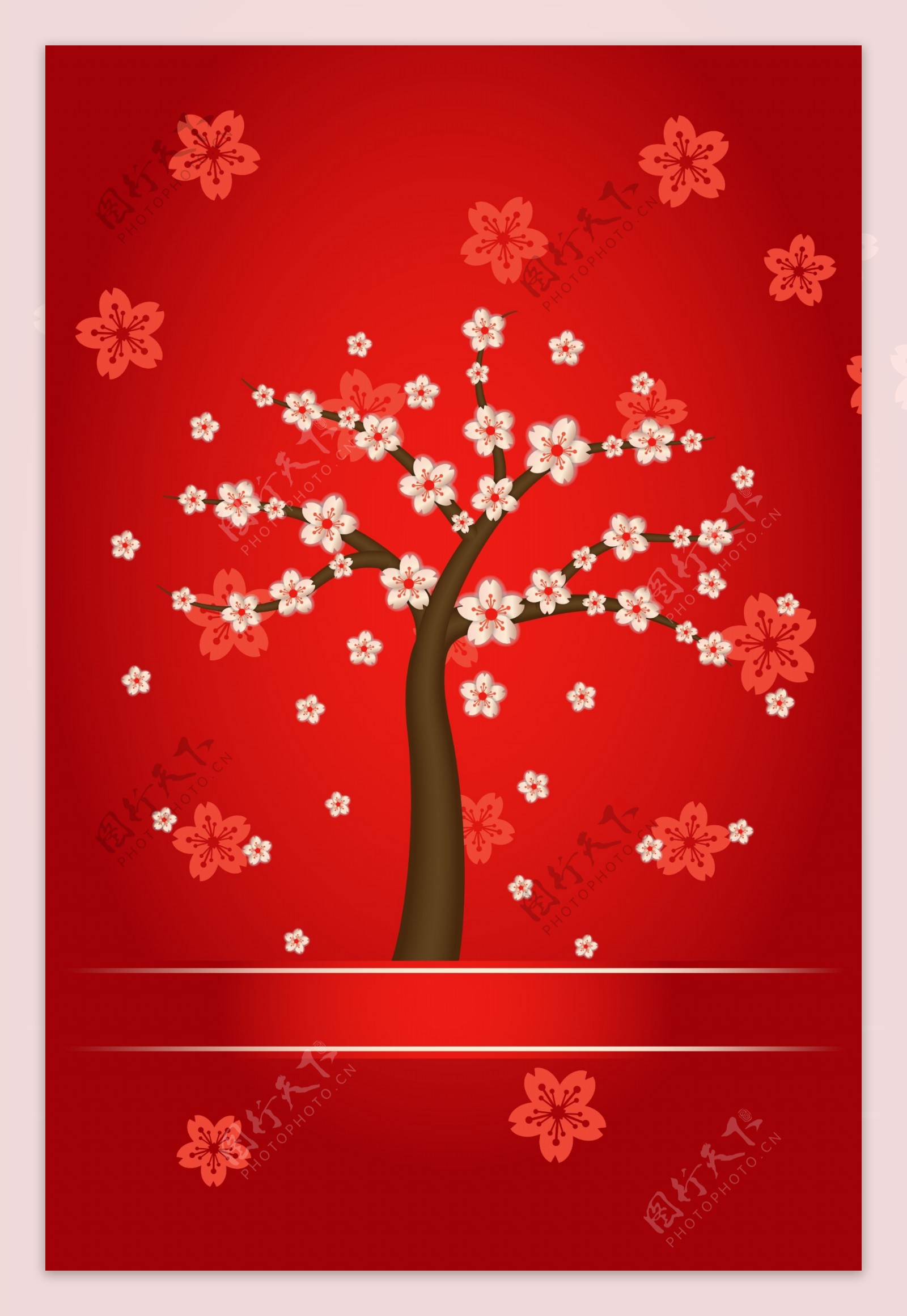 红色喜庆花卉海报背景