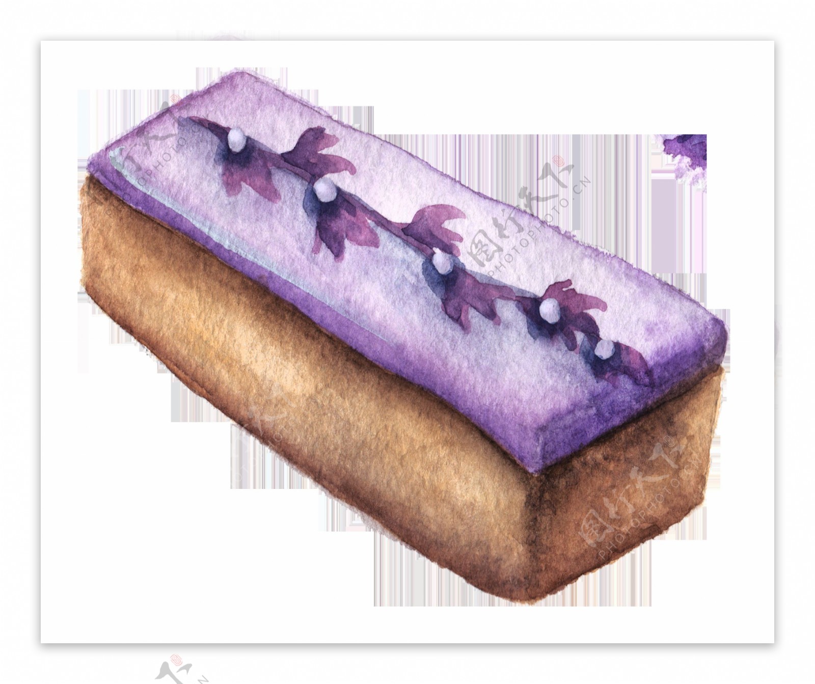 手绘紫色蛋糕透明素材合集