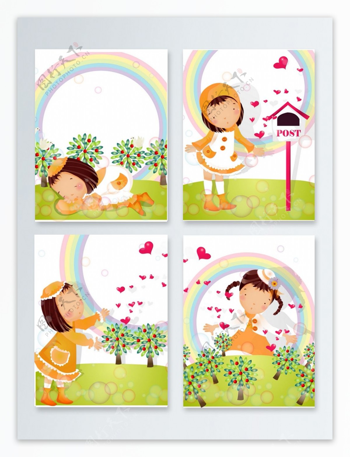 小孩与彩虹创意背景图