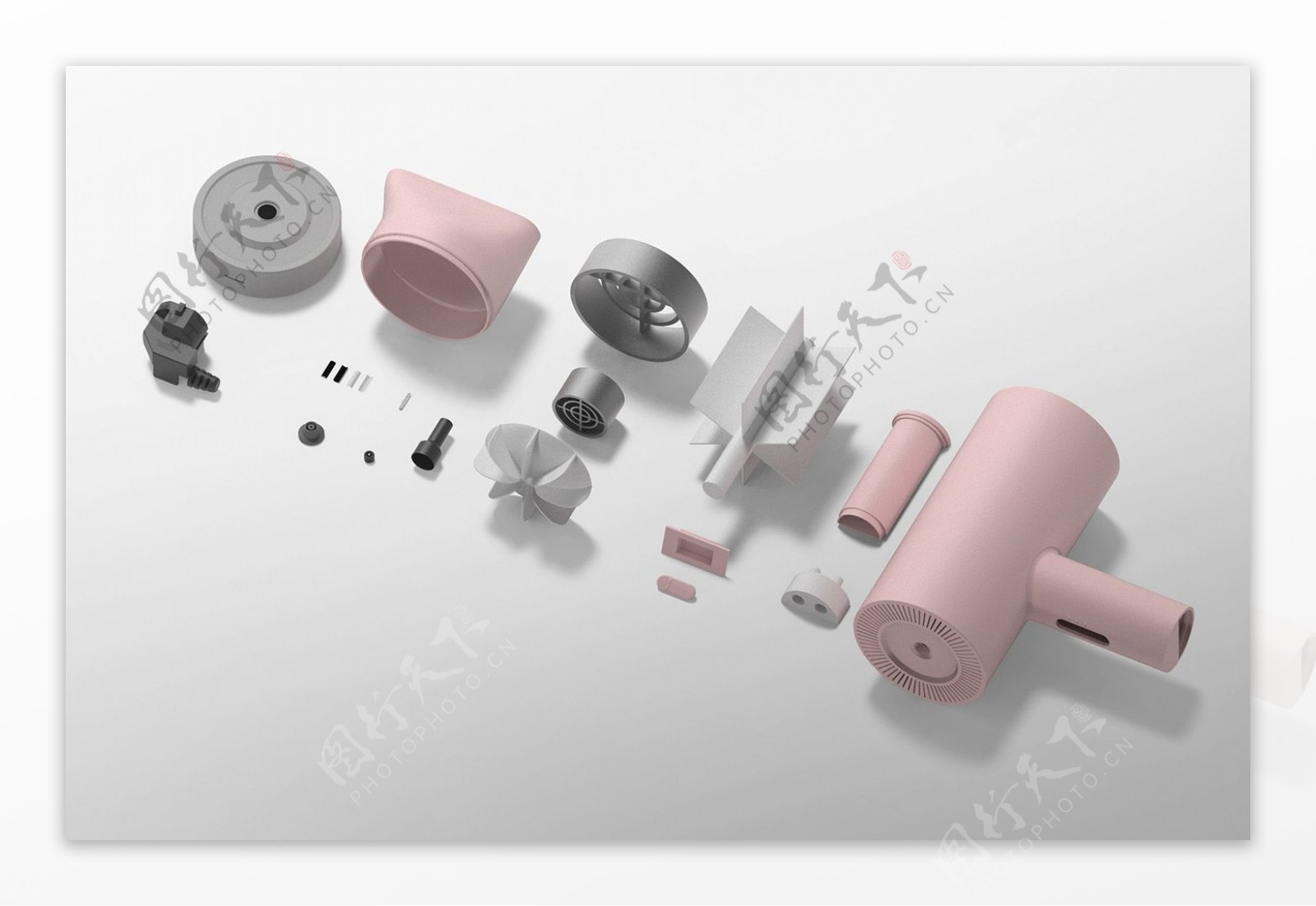 粉色的创意吹风机产品jpg素材