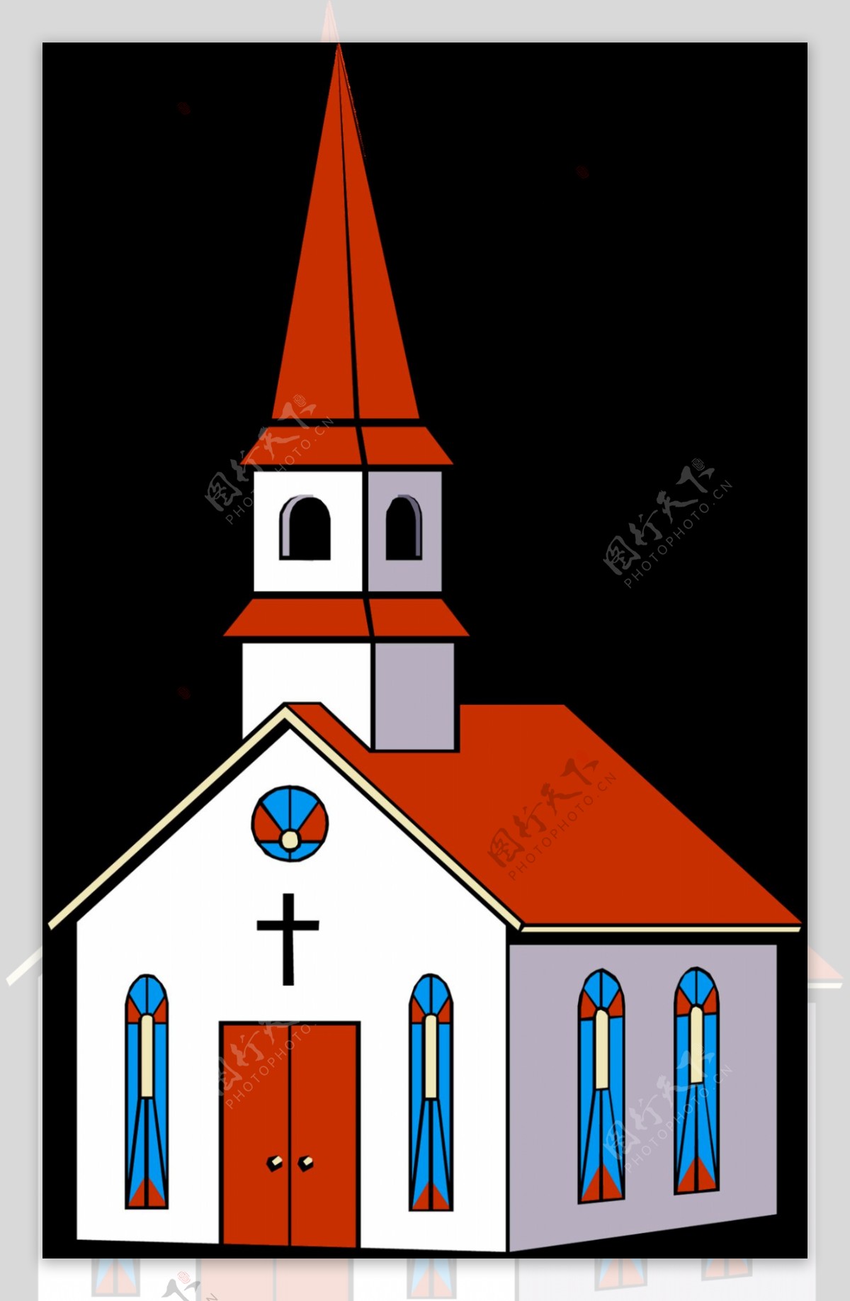 卡通教堂建筑png元素
