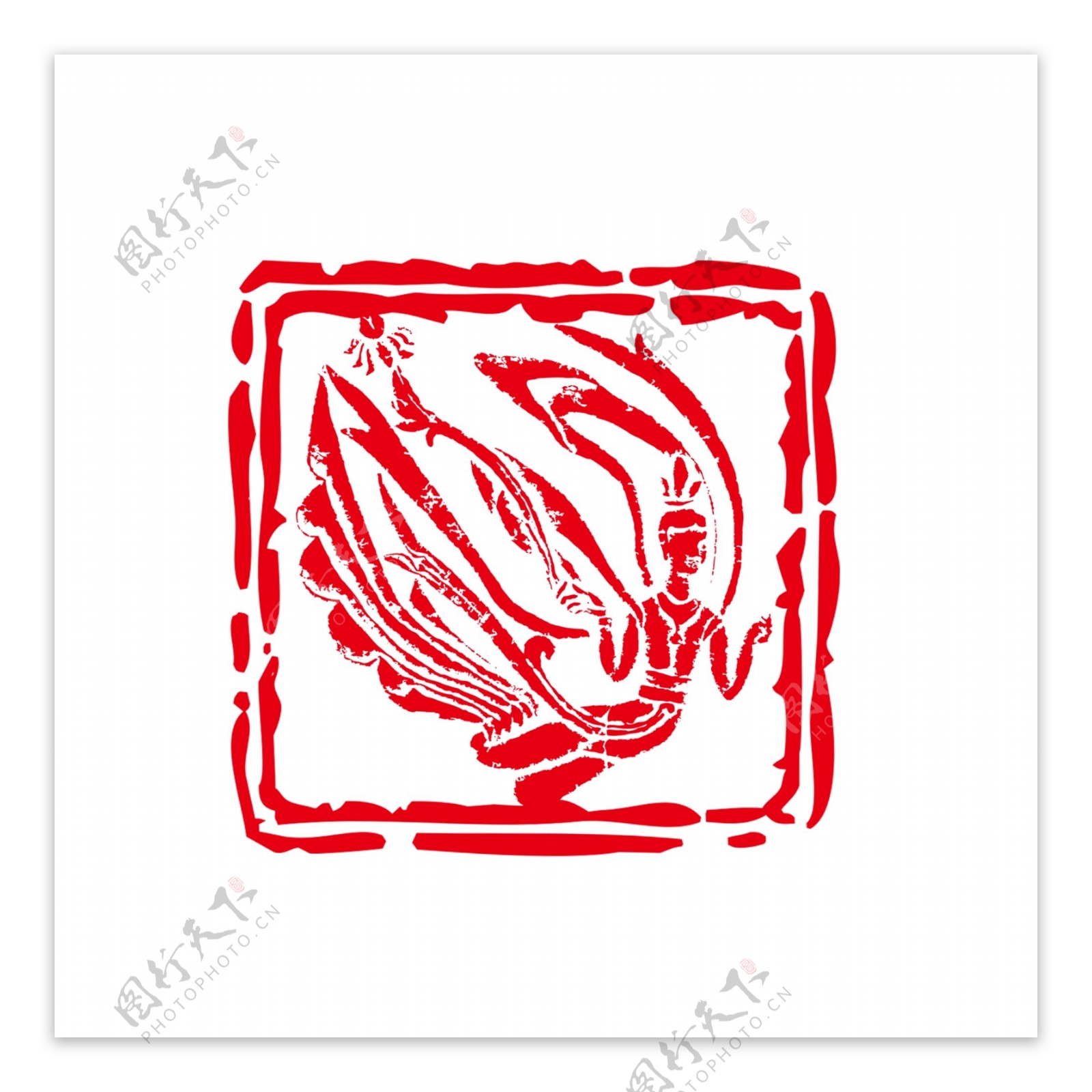 红色传统中国风古风敦煌飞天印章元素可商用