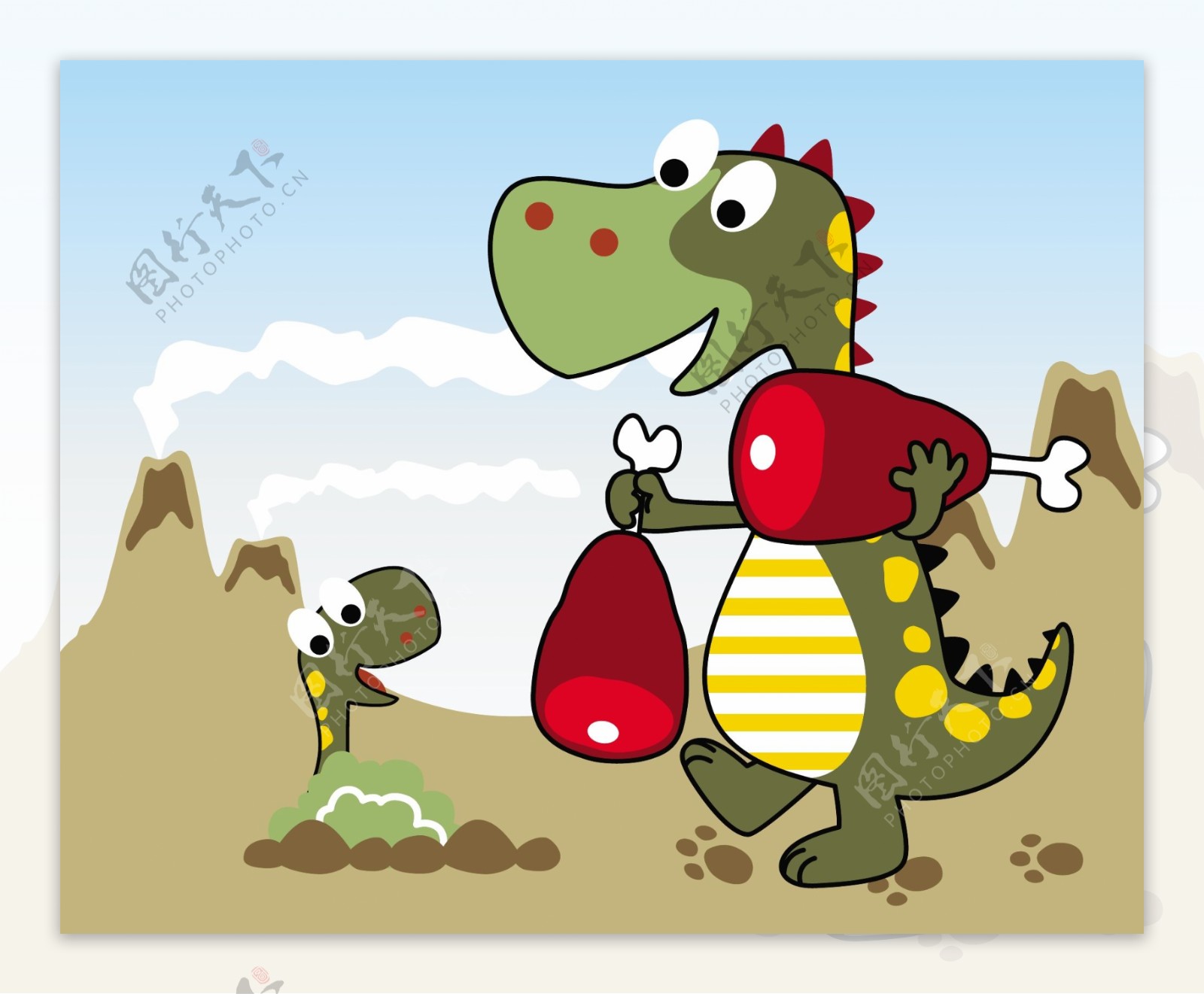 可爱开心恐龙儿童插画