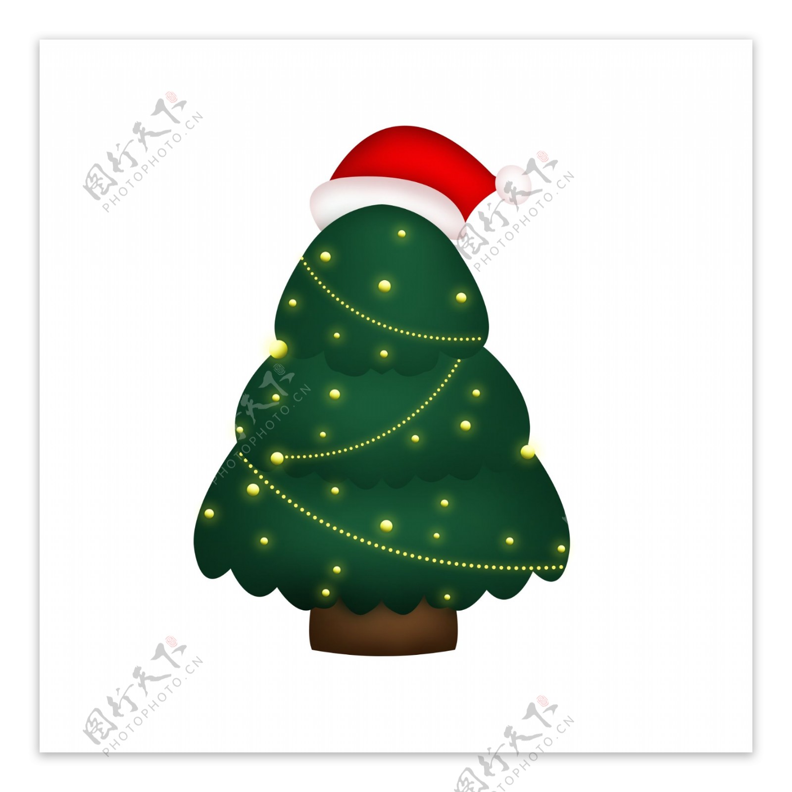 圣诞节装饰素材红帽子圣诞树卡通发光夜光树