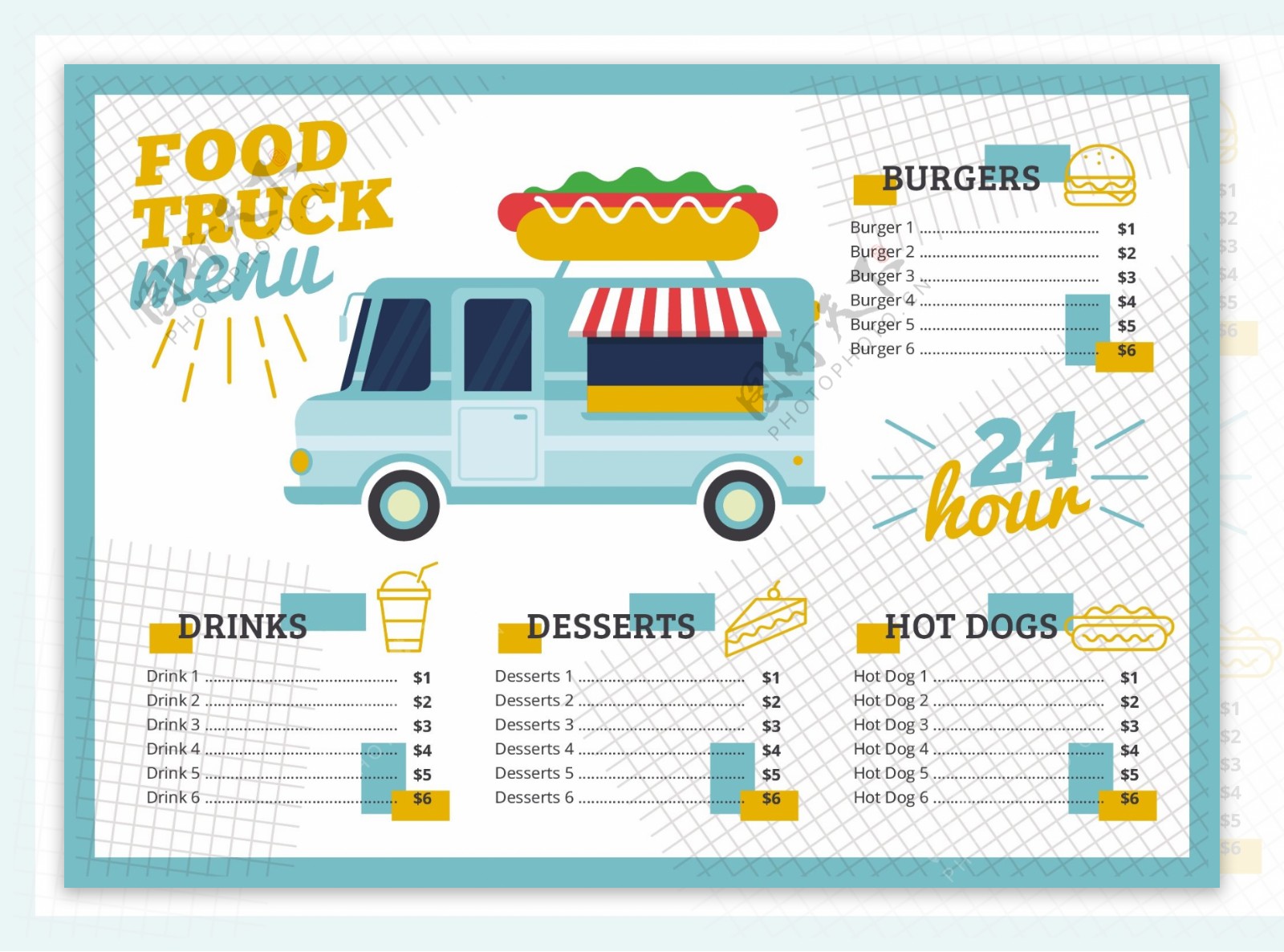 热狗食品卡车菜单模板