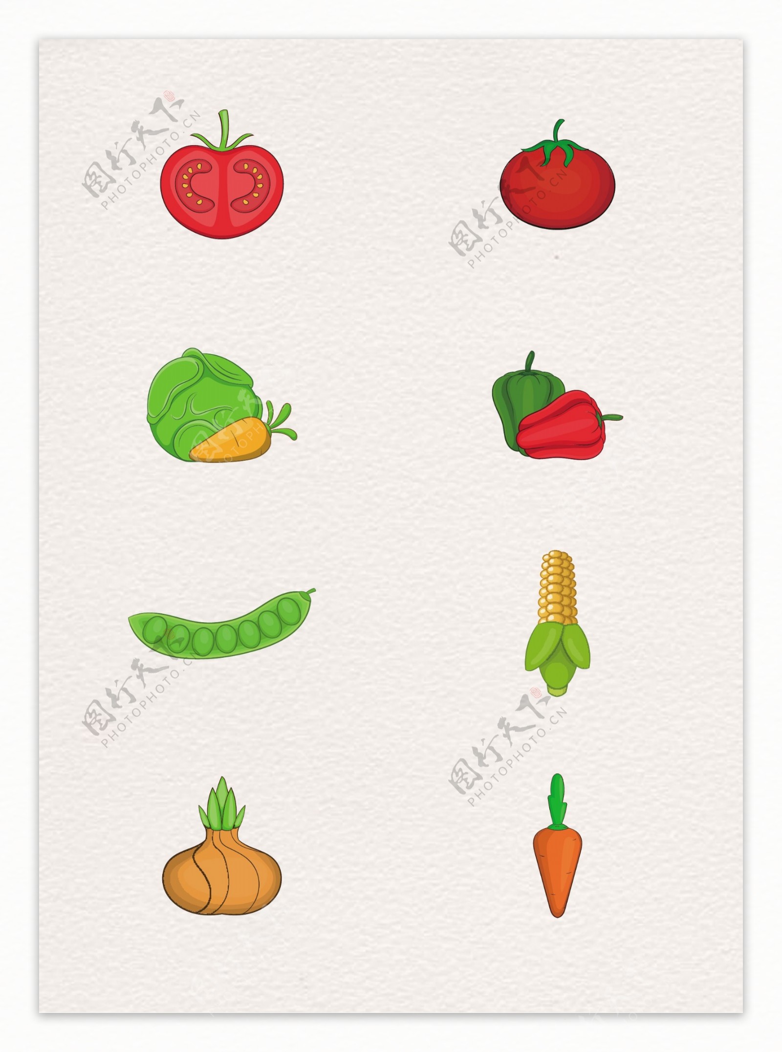矢量彩绘8组蔬菜设计