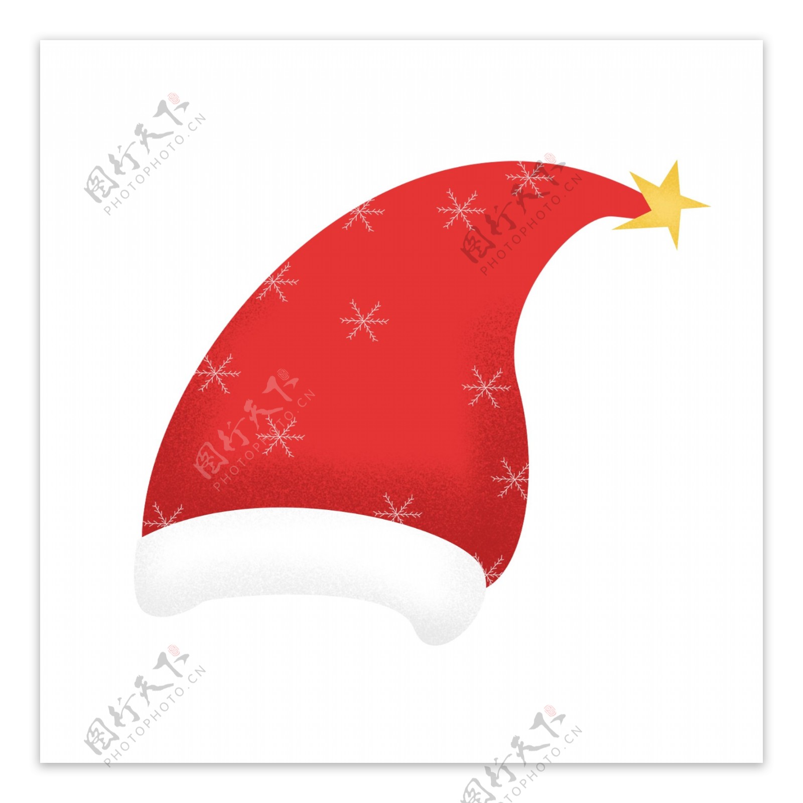 手绘噪点扁平化红色雪花圣诞帽免扣元素设计