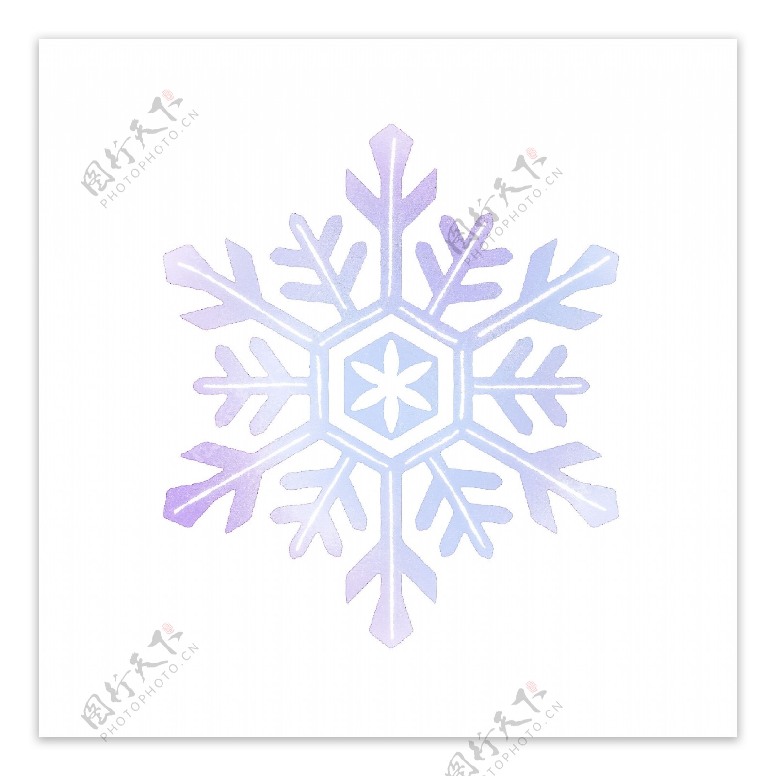 手绘小清新圣诞节冬天蓝色紫色雪花元素