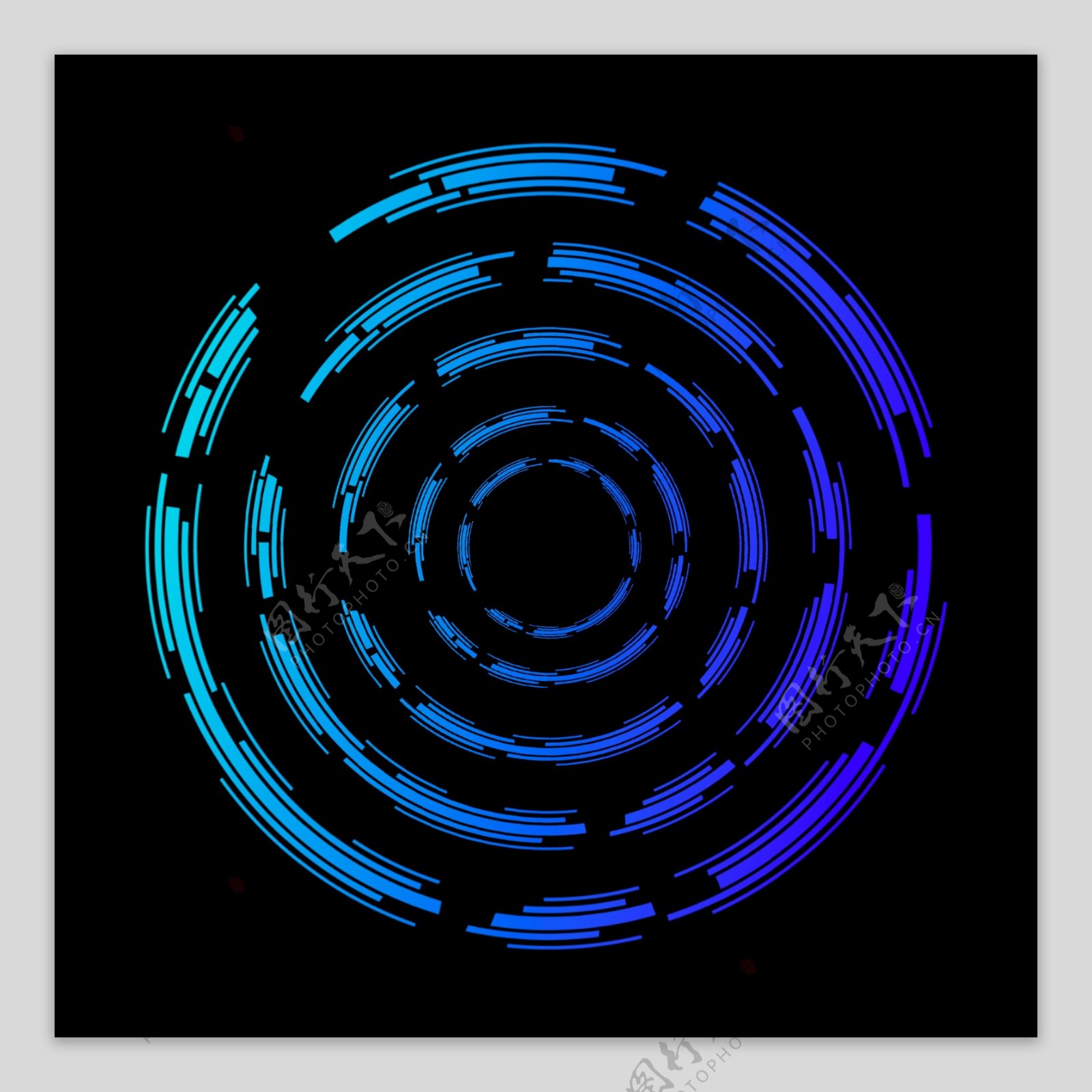 未来科技线条圆形蓝色渐变装饰元素设计