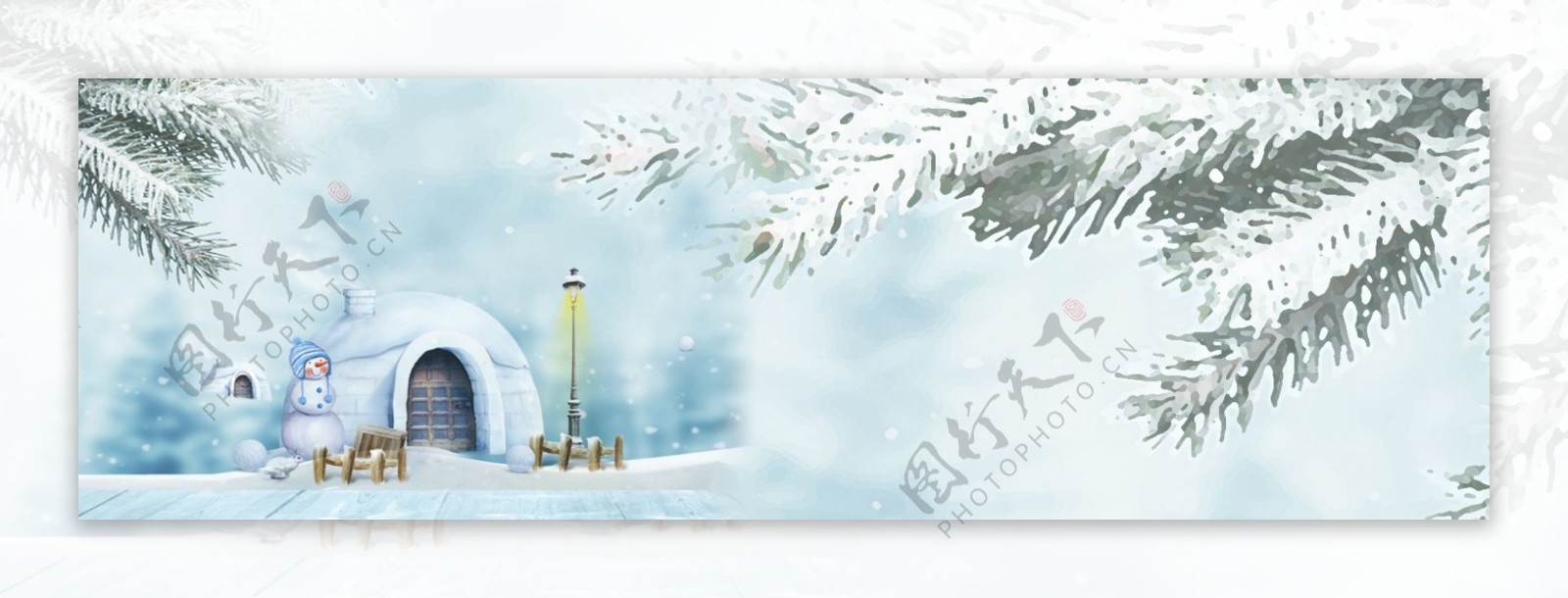 下雪冬季唯美雪花冬季banner背景