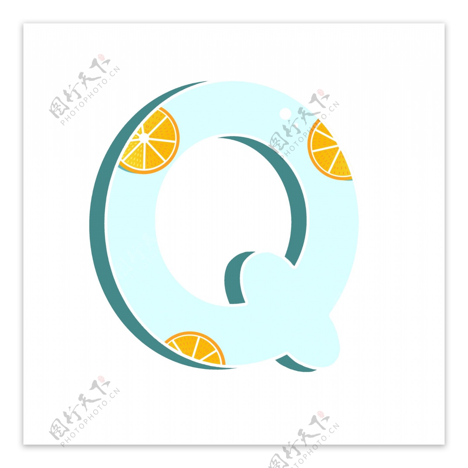可爱柠檬字母装饰元素