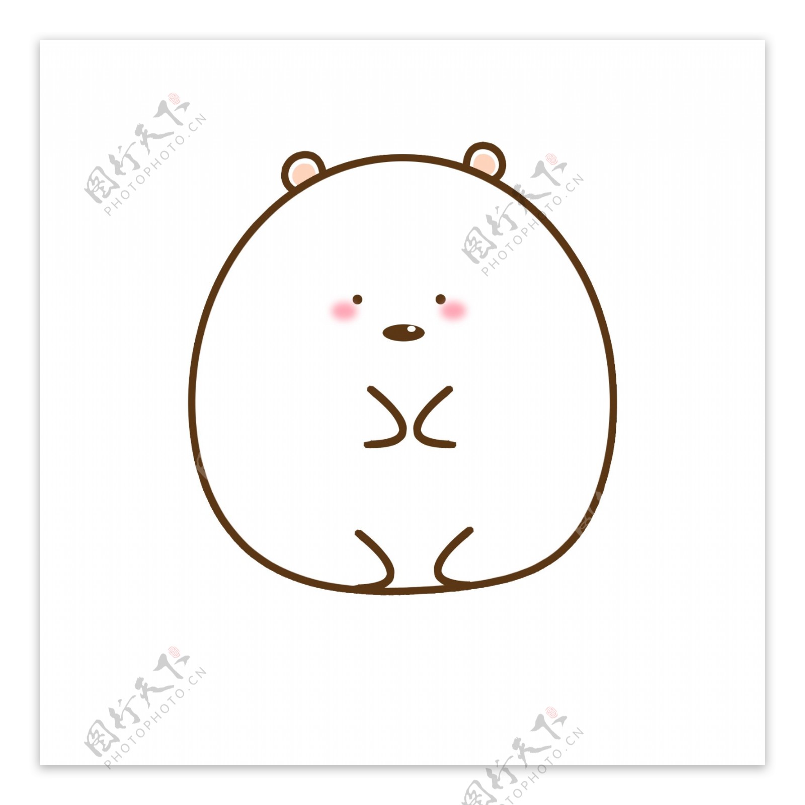 卡通可爱白熊团子坐姿胖熊动物矢量手绘元素