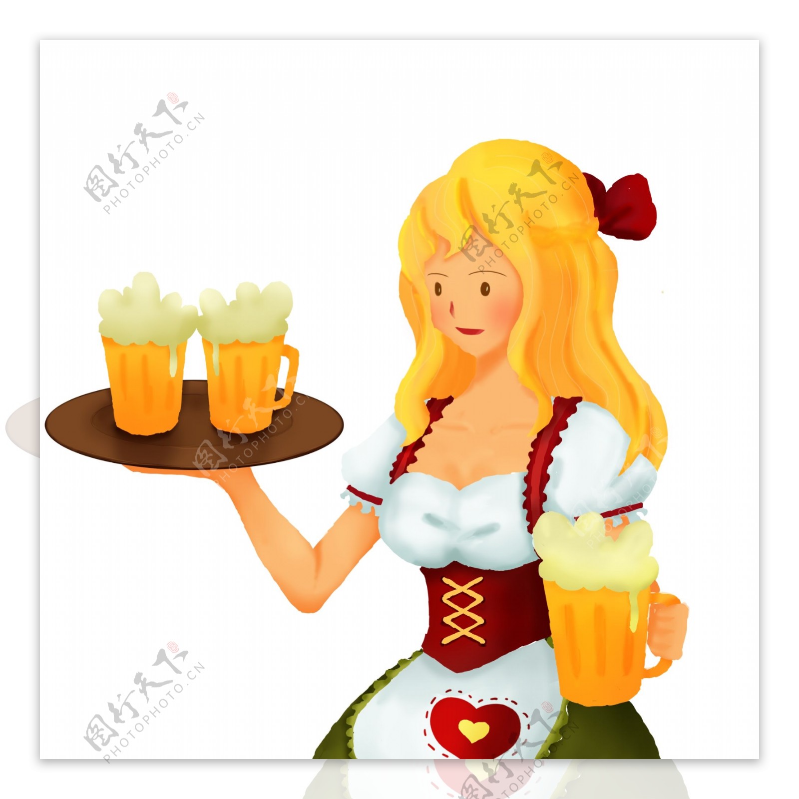 复古德国酒杯啤酒女郎设计
