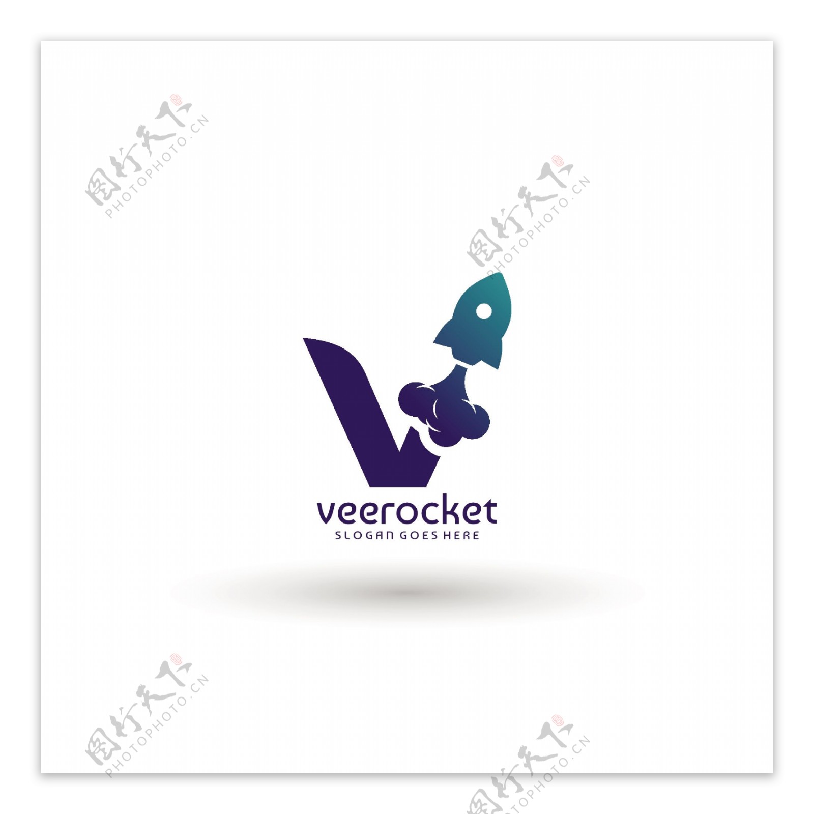 字母v和火箭logo模板