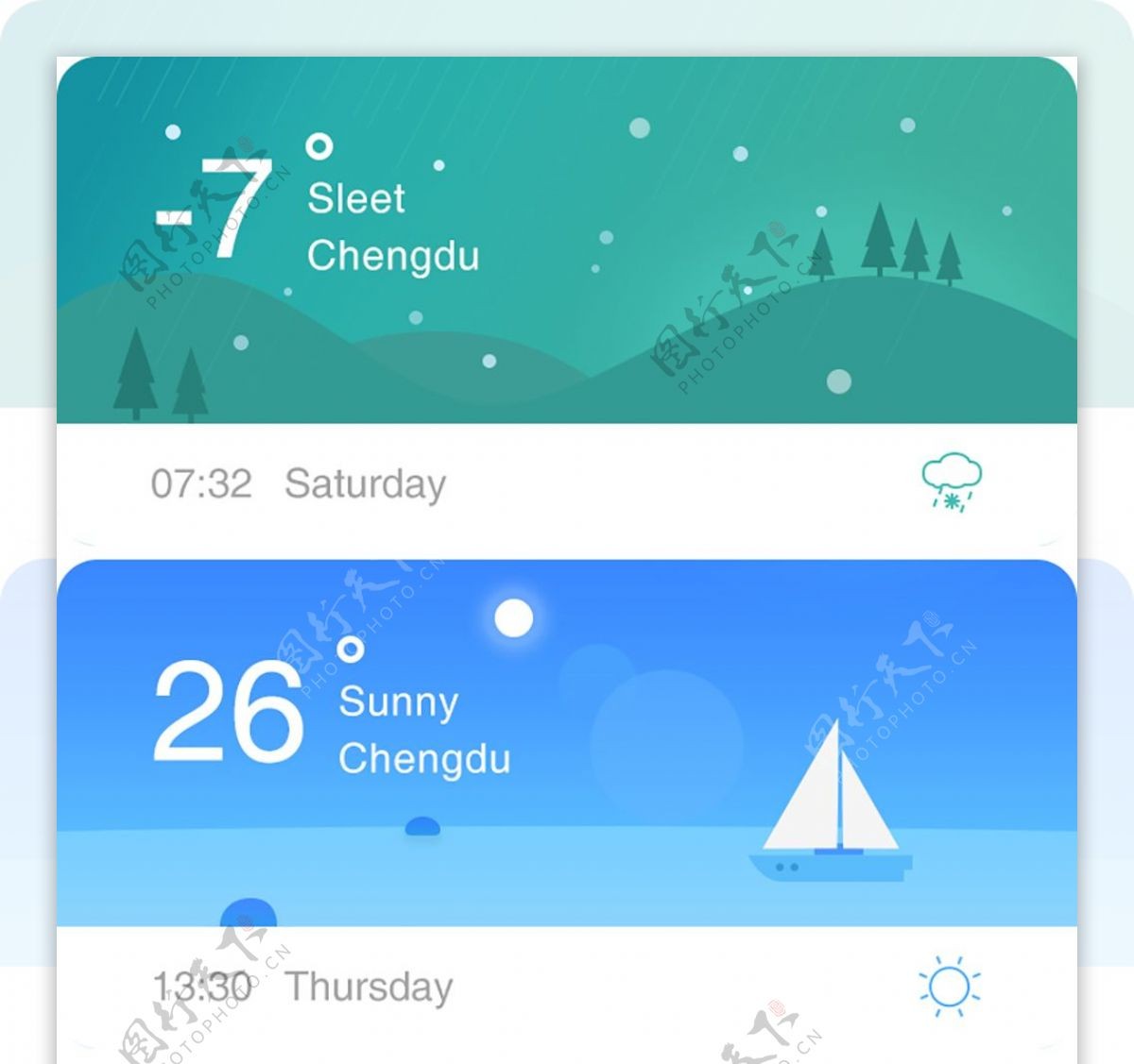 网页ui手机app天气插画