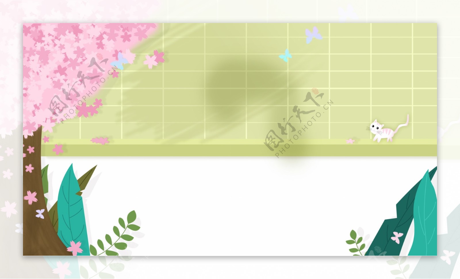 简约粉色花树植物背景素材