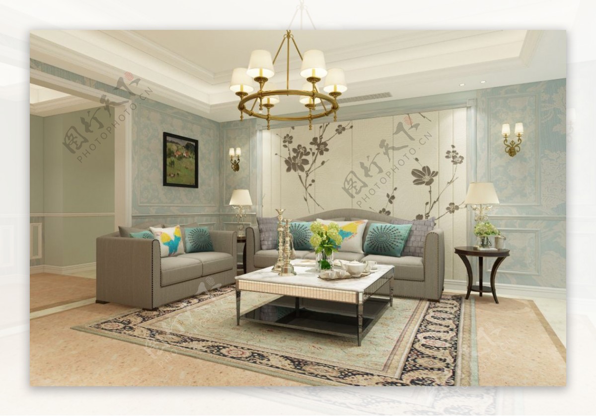 温馨舒适欧式客厅装饰装修效果图