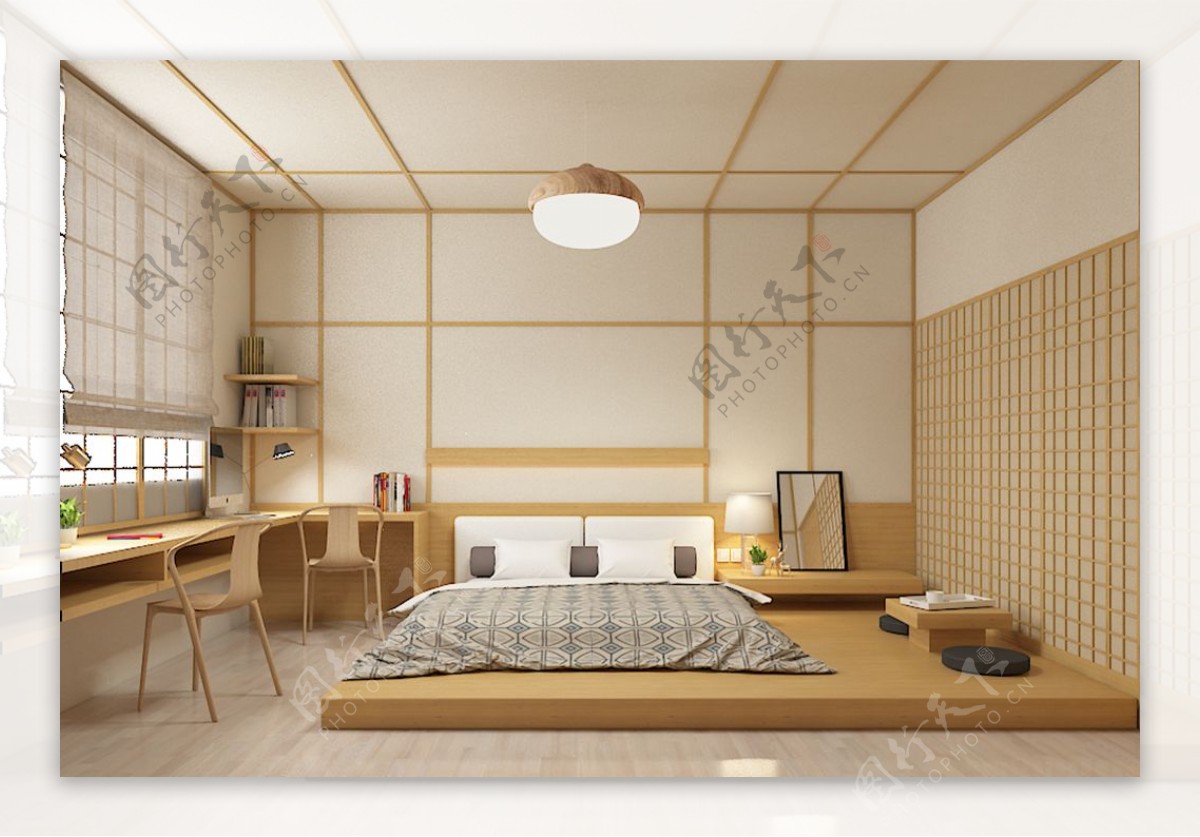 日系和风简约现代卧室效果图