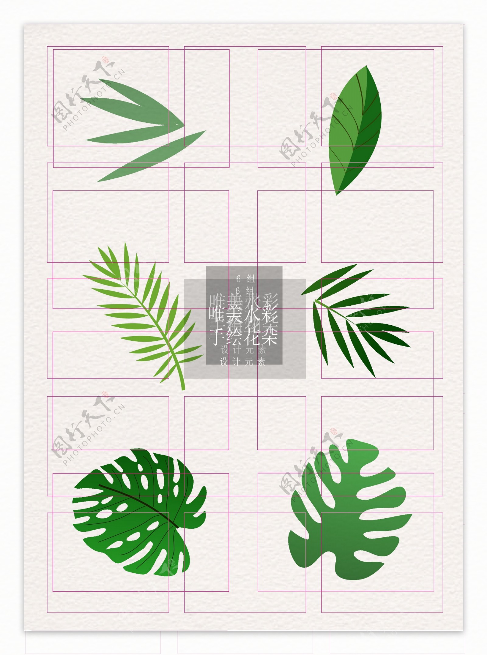 热带植物矢量元素树叶卡通