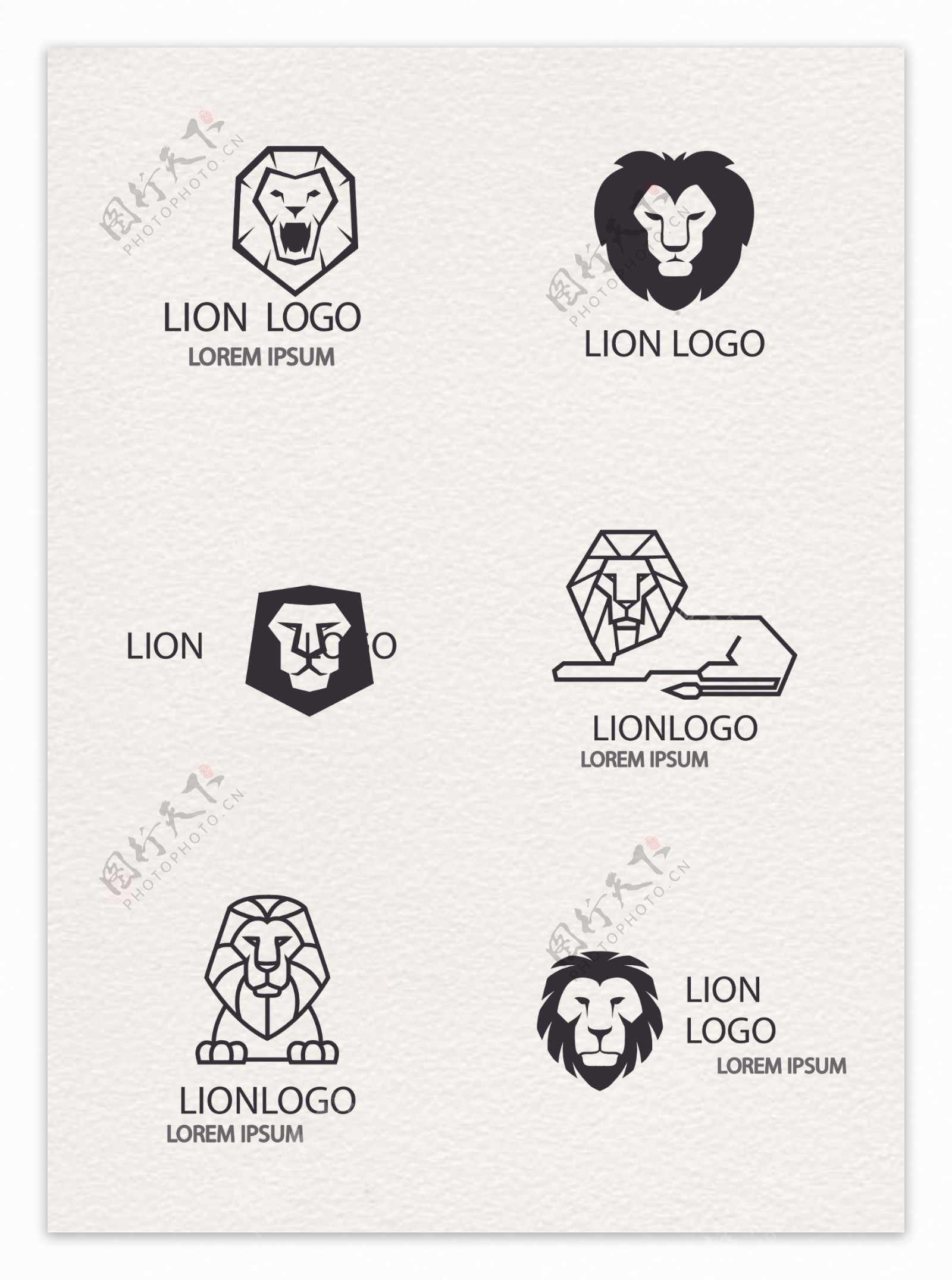 6款抽象狮子标志矢量素材