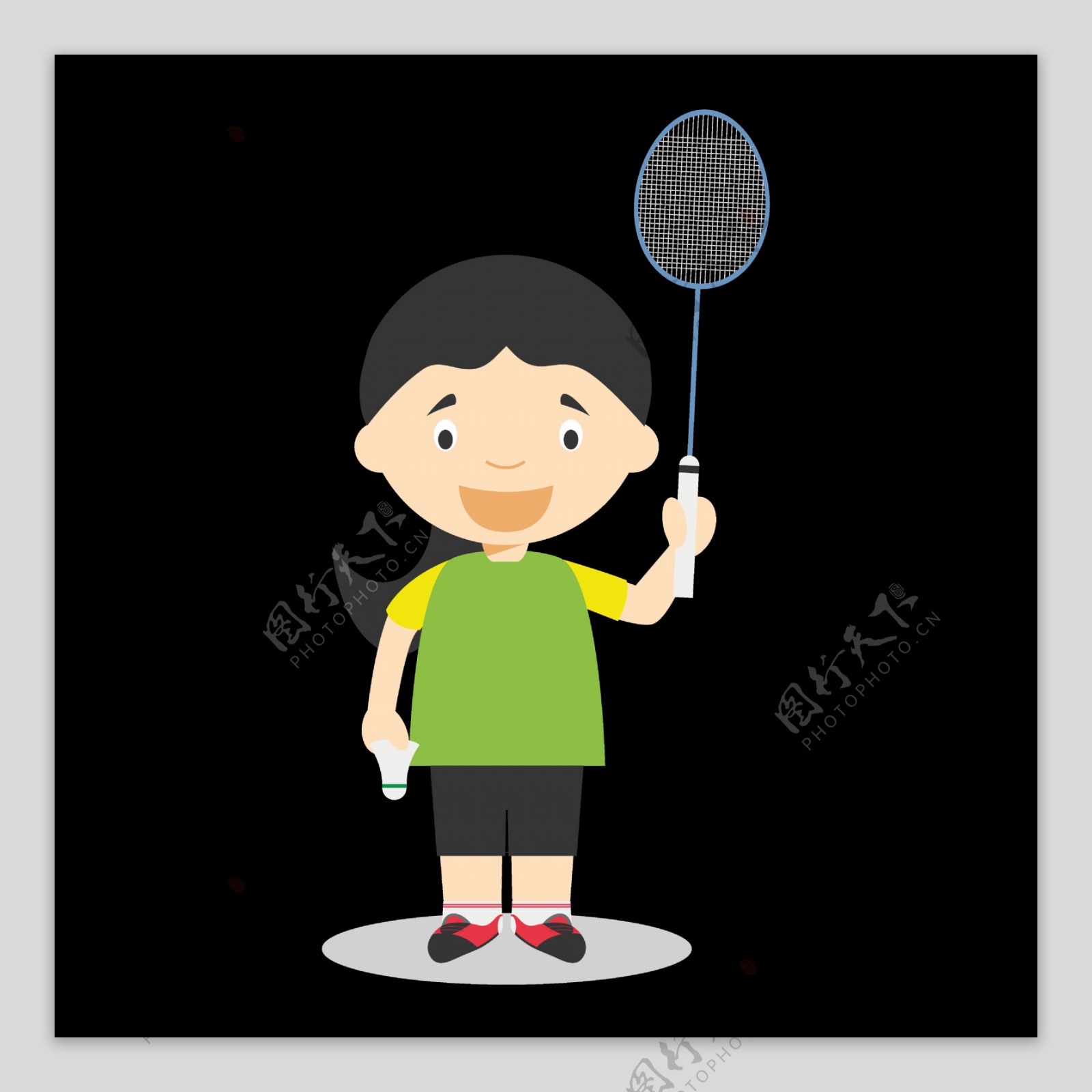 卡通羽毛球运动员png元素