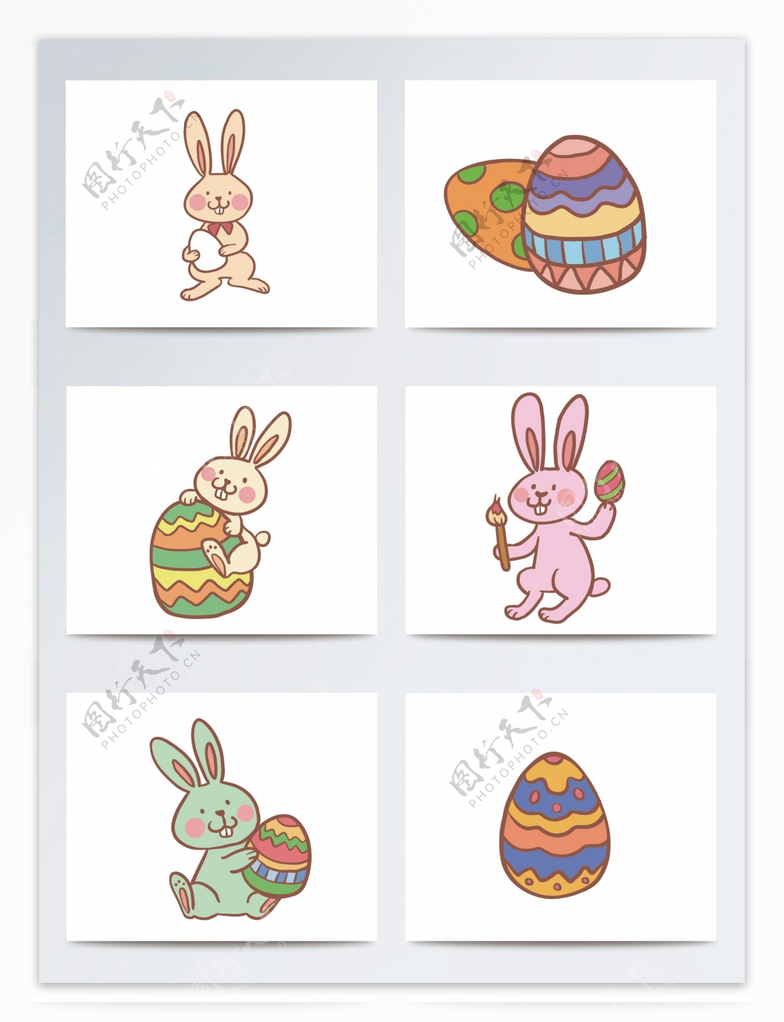 复活节兔子加彩蛋卡通画ai格式