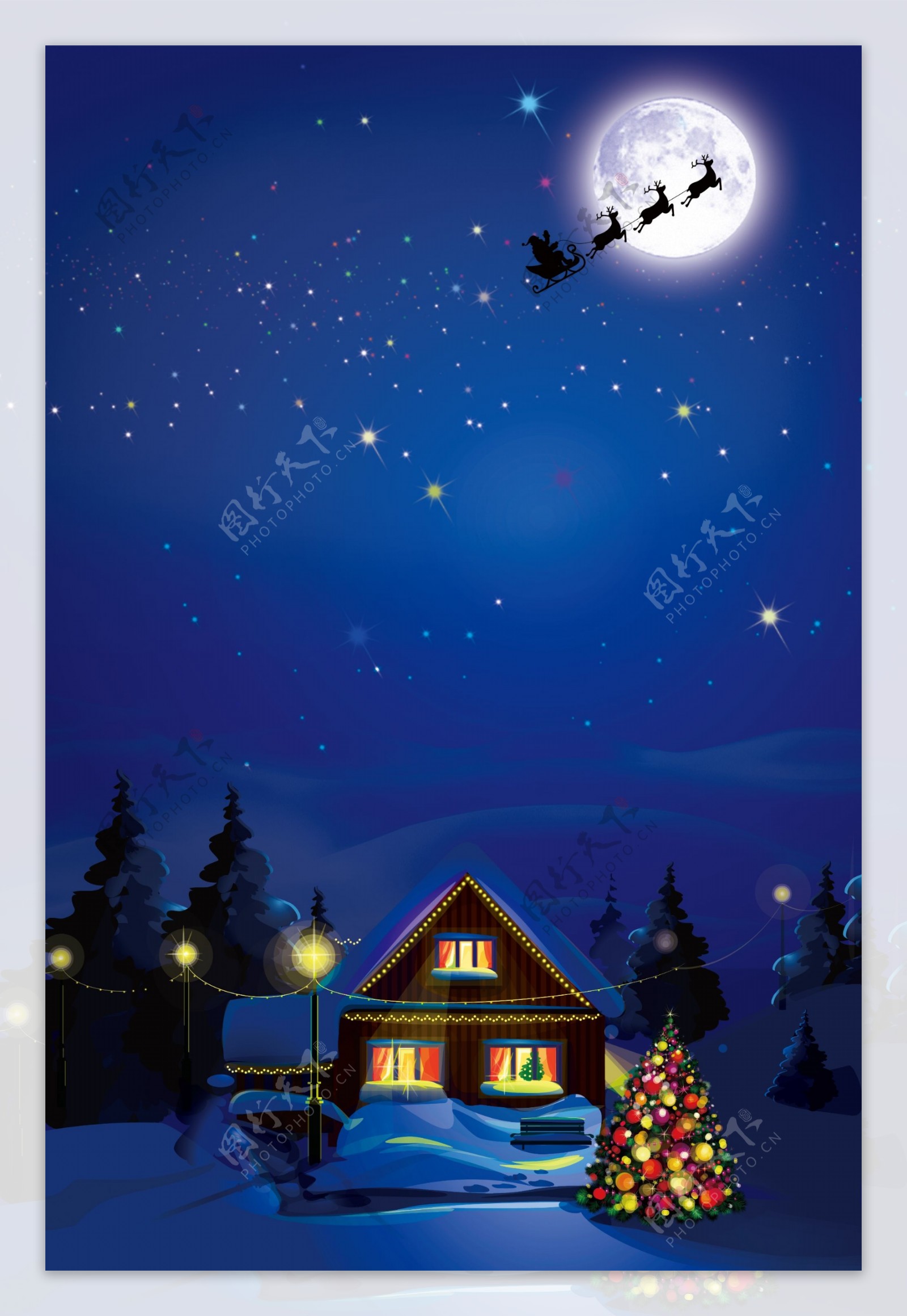 圣诞节之夜海报背景素材