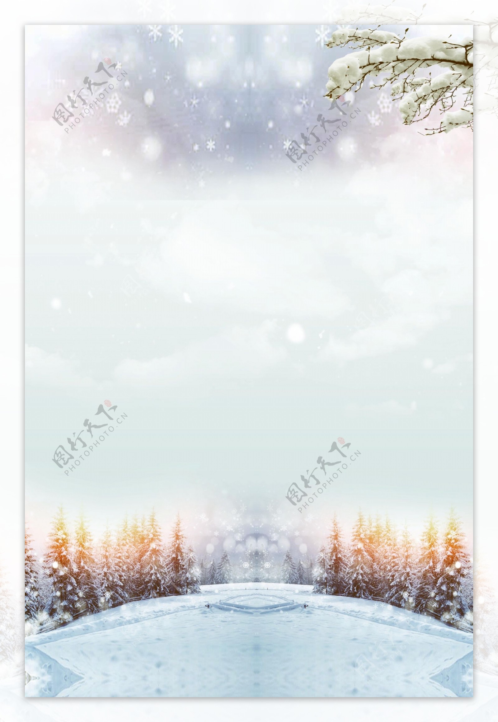 冬季浪漫风景海报背景