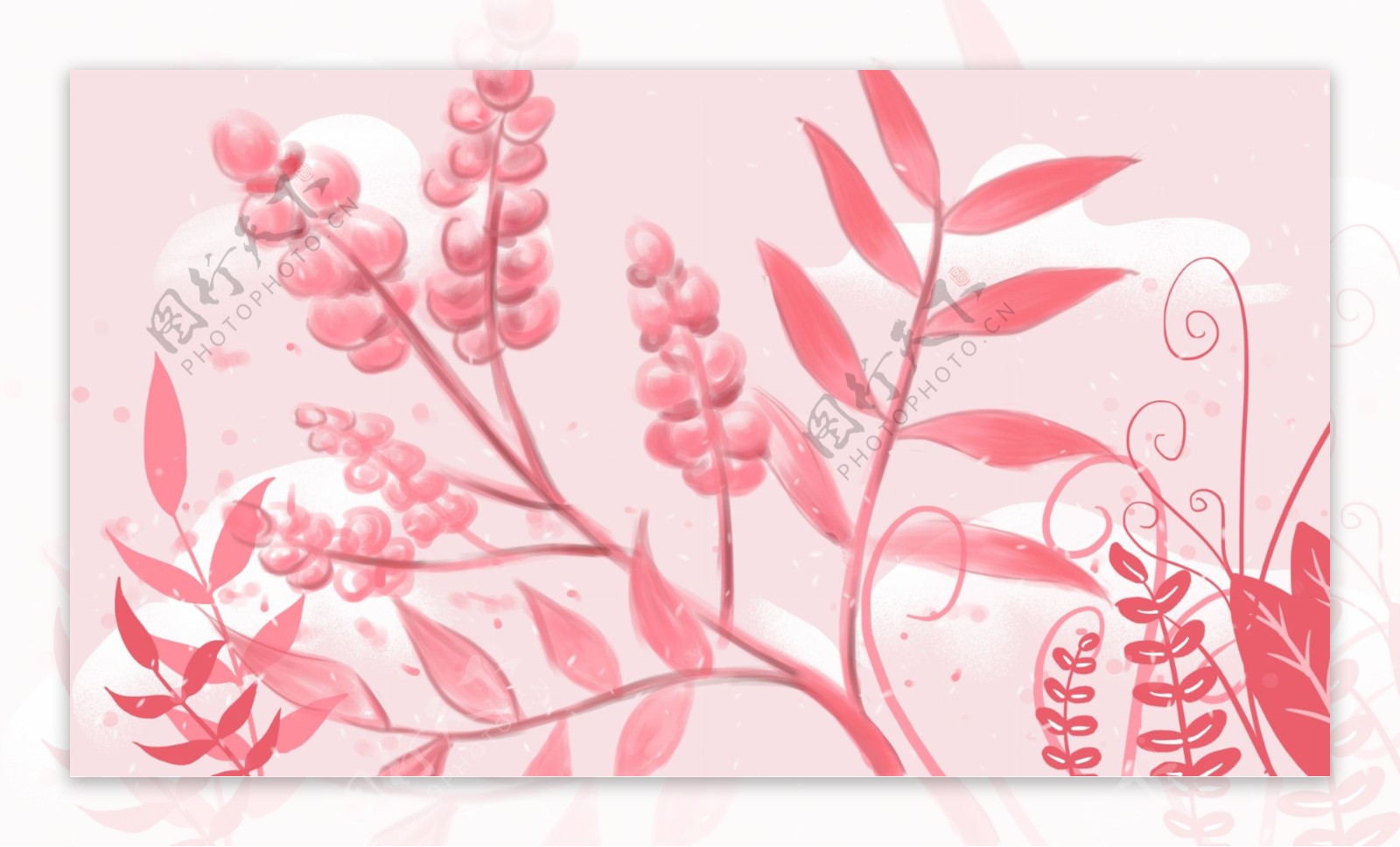 粉色植物背景设计