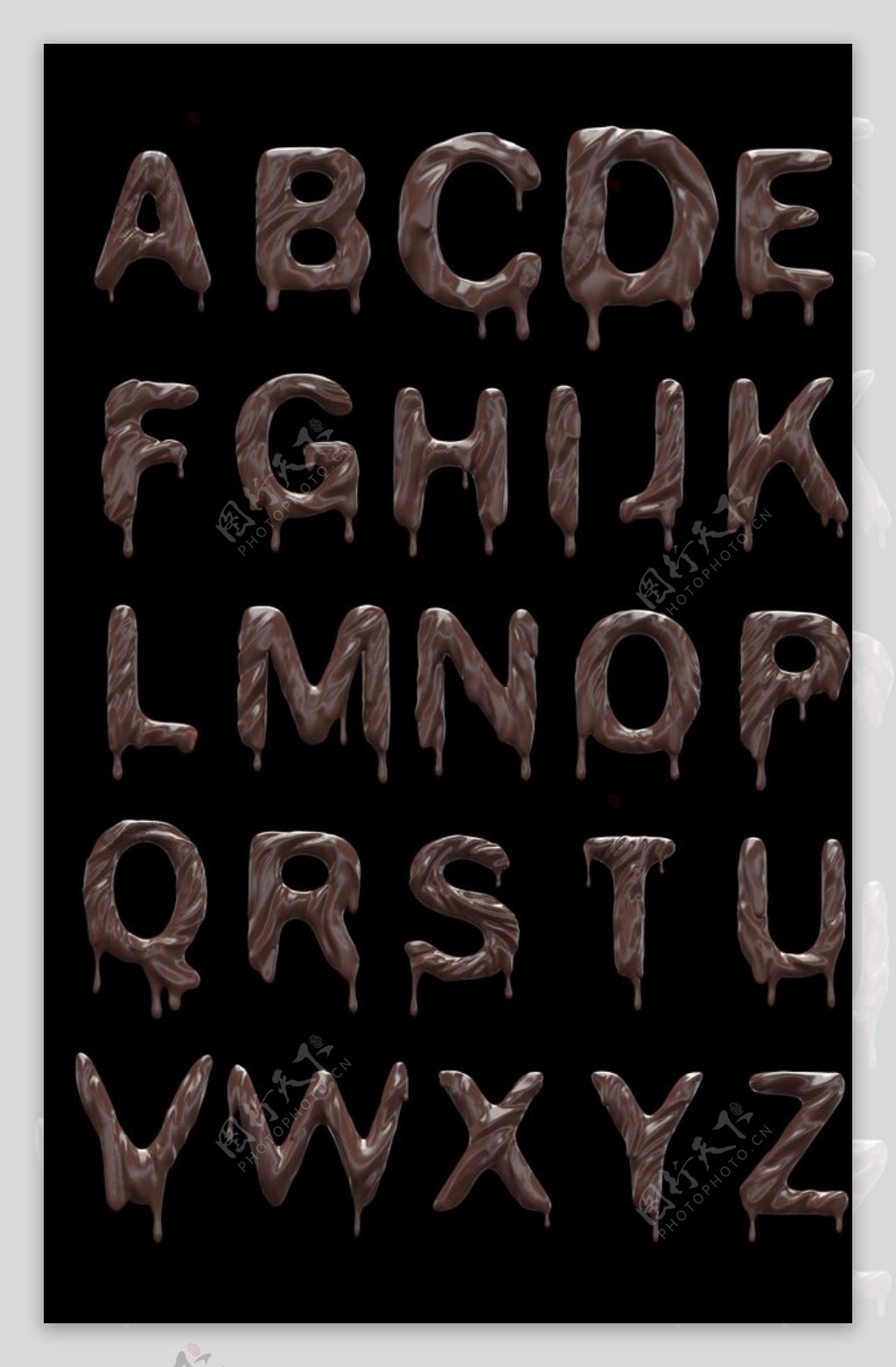 3D巧克力刻字字母设计素材