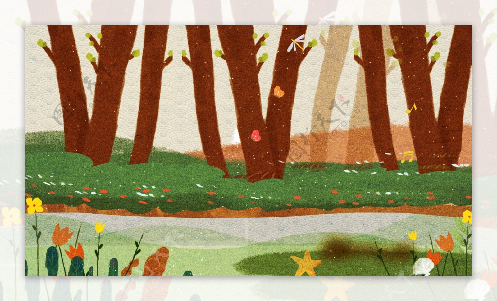 可爱童话风树林背景设计