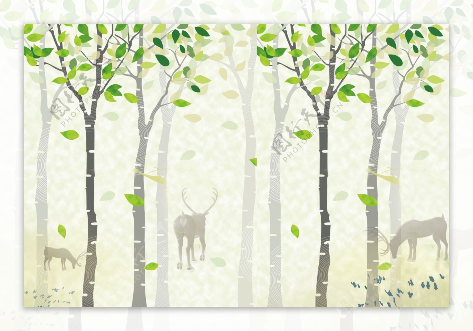 绿色树林装饰背景墙