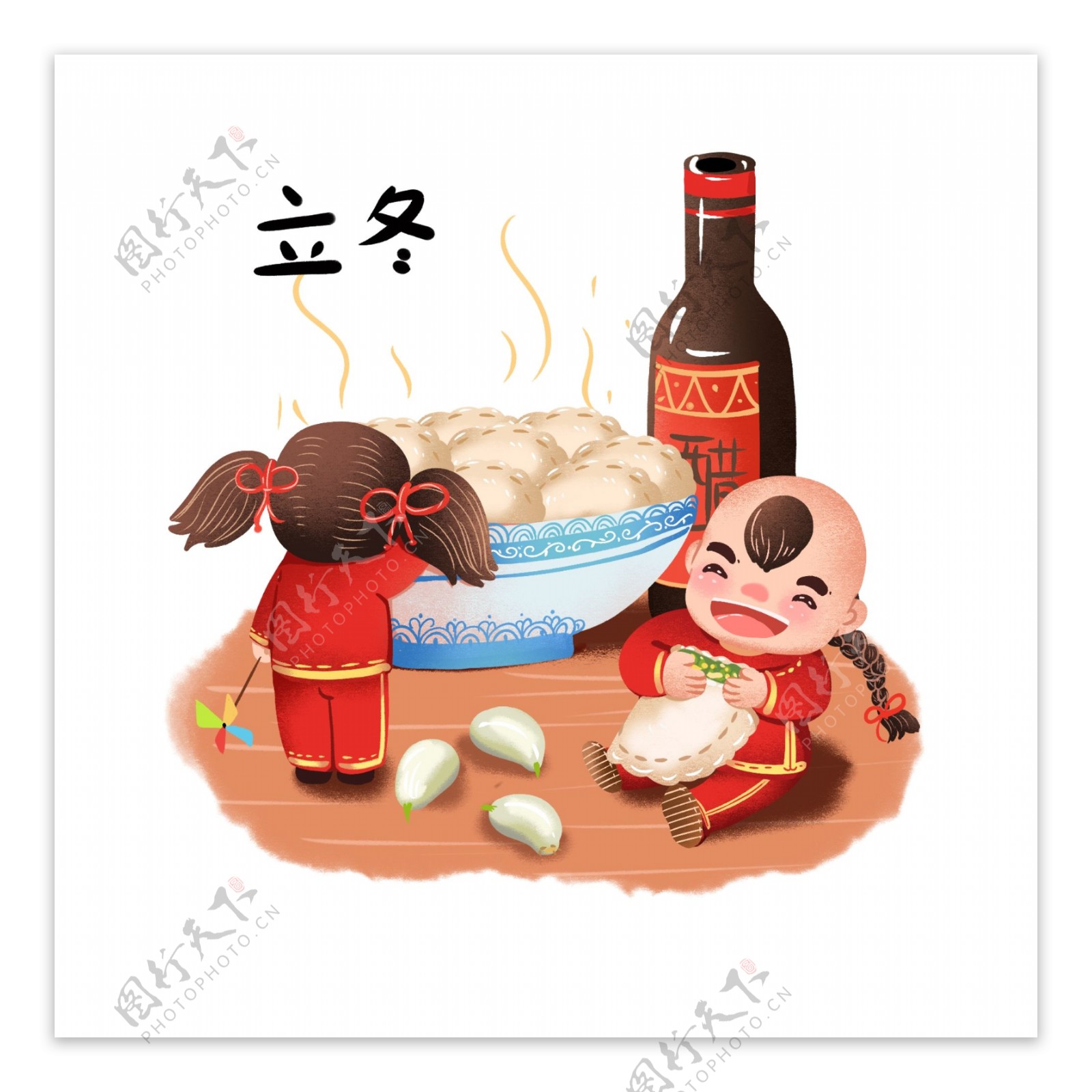 春节立冬冬至吃饺子插图可商用元素